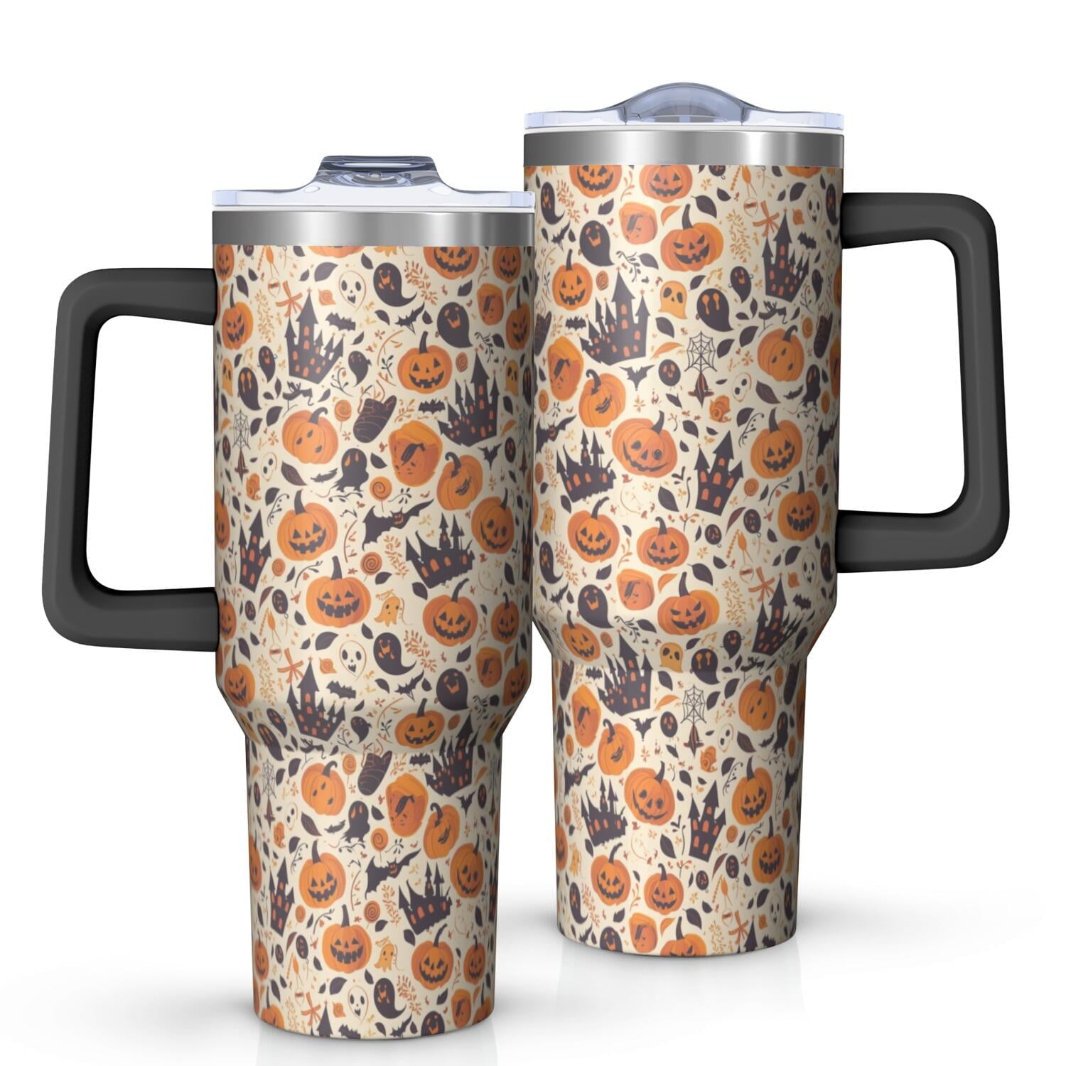 Halloween Style Mega Mug 40oz – Stainless Steel Insulated Tumbler with Handle and Straw, Large Capacity Travel Cup for Hot & Cold Drinks - Insulated Tumbler