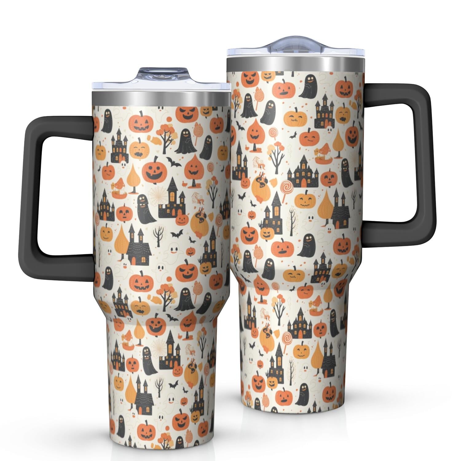 Halloween Style Mega Mug 40oz – Stainless Steel Insulated Tumbler with Handle and Straw, Large Capacity Travel Cup for Hot & Cold Drinks - Insulated Tumbler