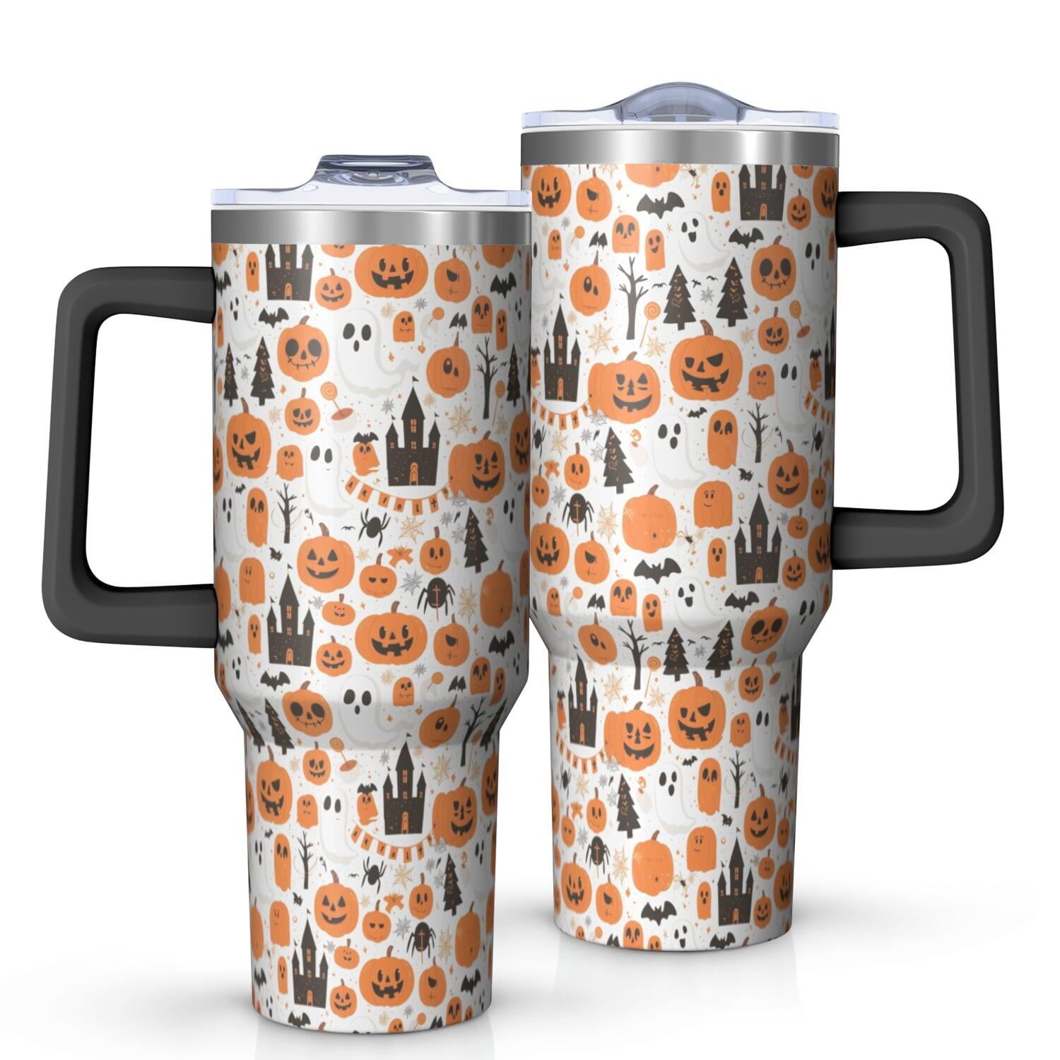 Halloween Style Mega Mug 40oz – Stainless Steel Insulated Tumbler with Handle and Straw, Large Capacity Travel Cup for Hot & Cold Drinks - Insulated Tumbler