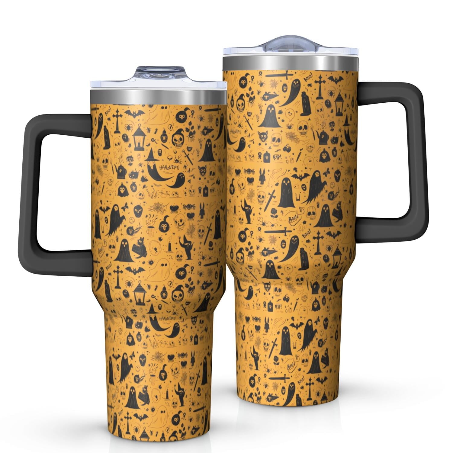 Halloween Style Mega Mug 40oz – Stainless Steel Insulated Tumbler with Handle and Straw, Large Capacity Travel Cup for Hot & Cold Drinks - Insulated Tumbler