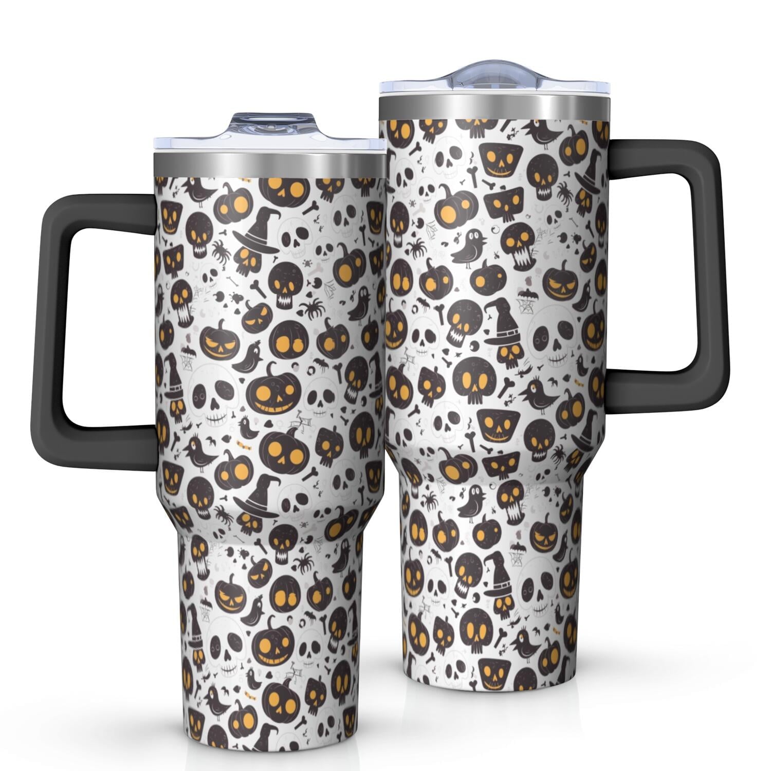 Halloween Style Mega Mug 40oz – Stainless Steel Insulated Tumbler with Handle and Straw, Large Capacity Travel Cup for Hot & Cold Drinks - Insulated Tumbler