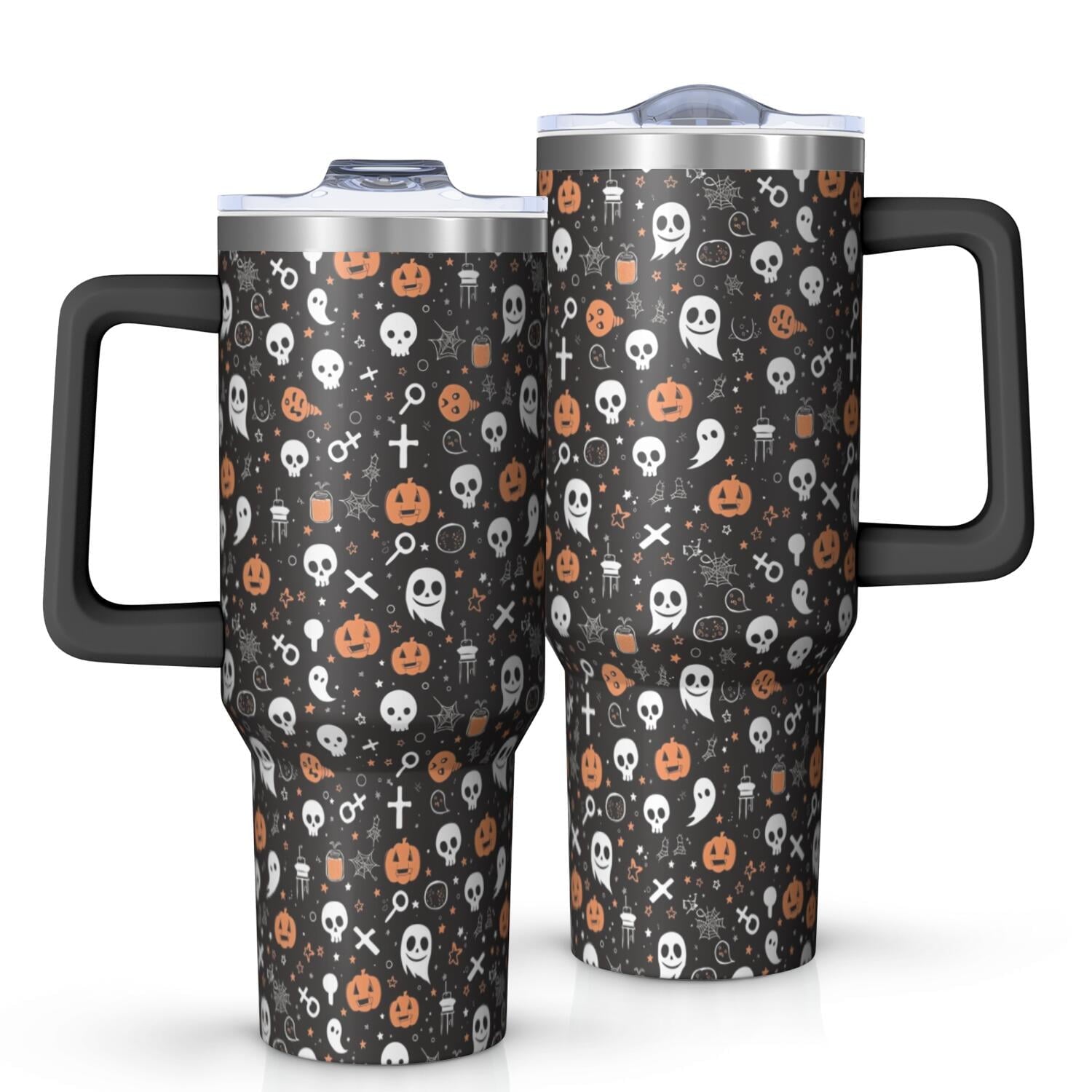 Halloween Style Mega Mug 40oz – Stainless Steel Insulated Tumbler with Handle and Straw, Large Capacity Travel Cup for Hot & Cold Drinks - Insulated Tumbler