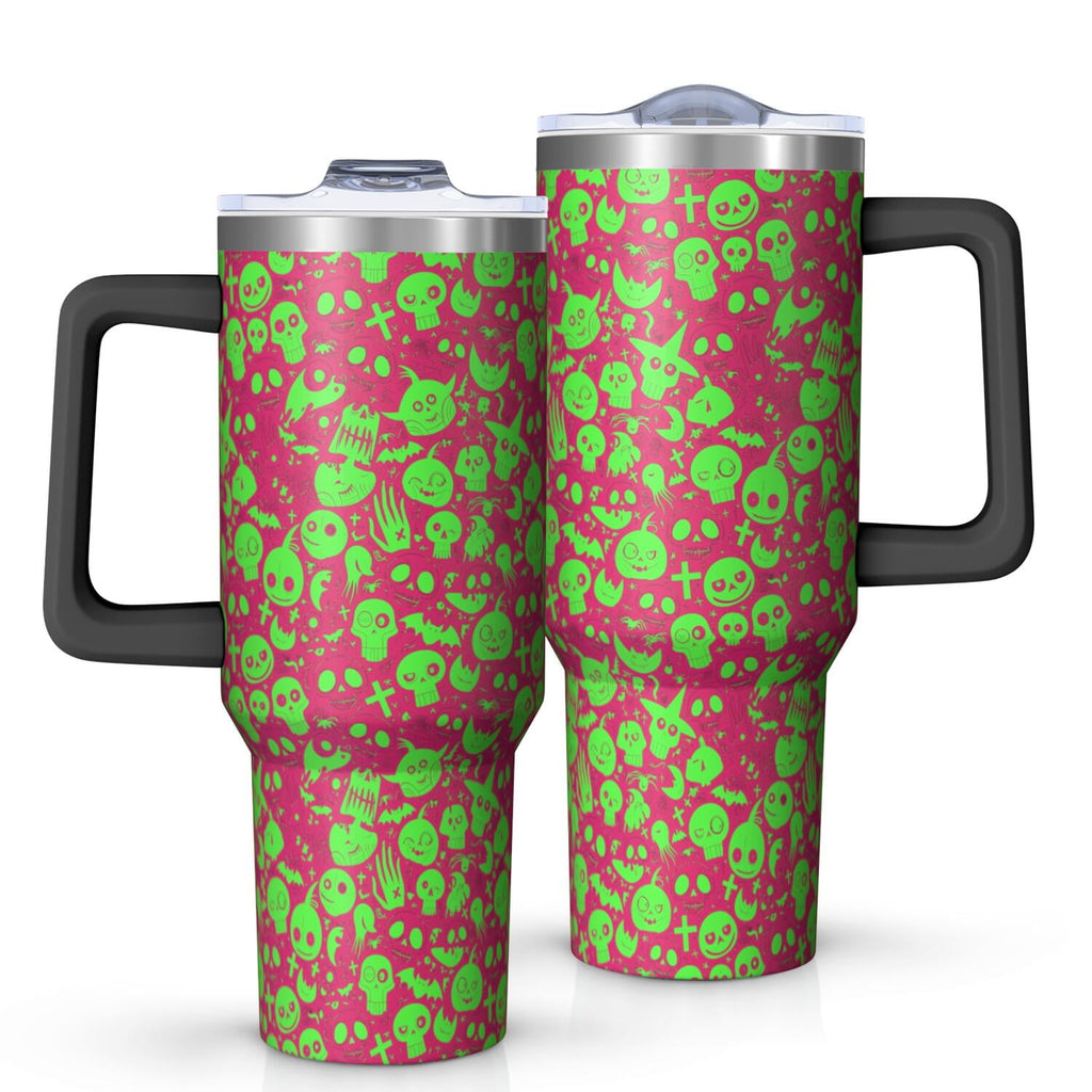 Halloween Style Mega Mug 40oz – Stainless Steel Insulated Tumbler with Handle and Straw, Large Capacity Travel Cup for Hot & Cold Drinks - Insulated Tumbler