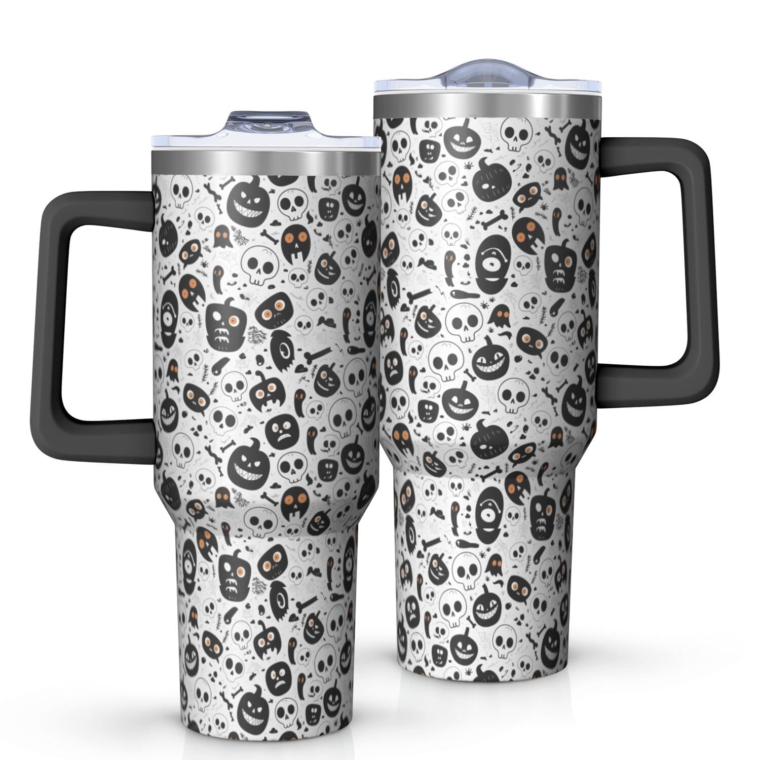 Halloween Style Mega Mug 40oz – Stainless Steel Insulated Tumbler with Handle and Straw, Large Capacity Travel Cup for Hot & Cold Drinks - Insulated Tumbler