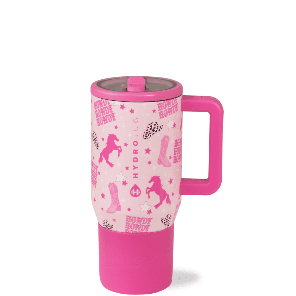 HydroJug Traveler 20 oz Water Bottle, Stainless Steel Insulated Tumbler with Flip Straw and Handle - Pink Sand - Tumbler