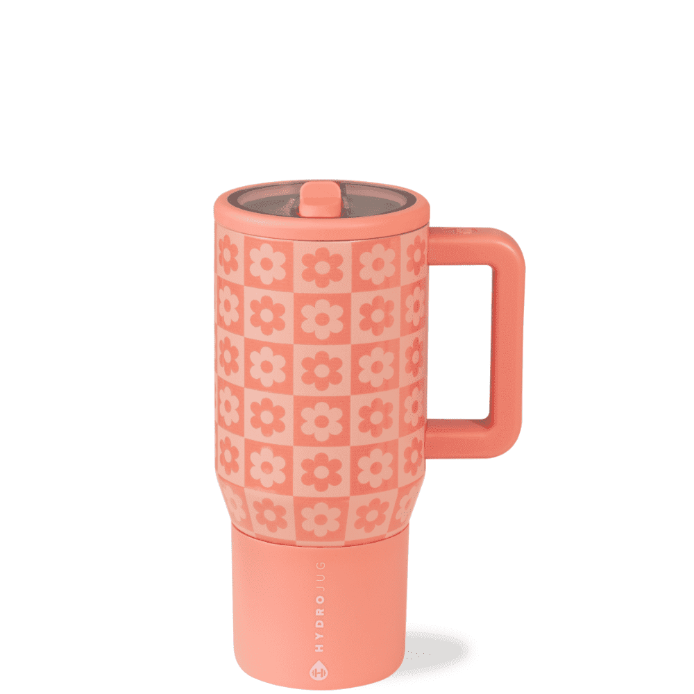 HydroJug Traveler 20 oz Water Bottle, Stainless Steel Insulated Tumbler with Flip Straw and Handle - Pink Sand - Tumbler