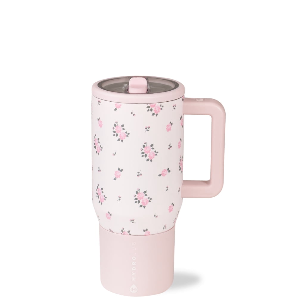 HydroJug Traveler 20 oz Water Bottle, Stainless Steel Insulated Tumbler with Flip Straw and Handle - Pink Sand - Insulated Tumbler