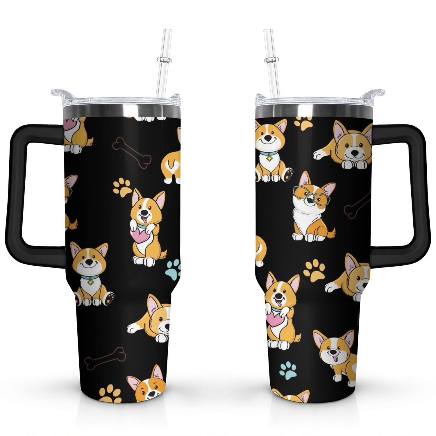 Gift for Dog Lovers Cute Dog Tumbler for Women - 40oz Dog Tumblers with Handle Straw and Lid Tumbler Cup Travel Coffee Mug - Tumbler