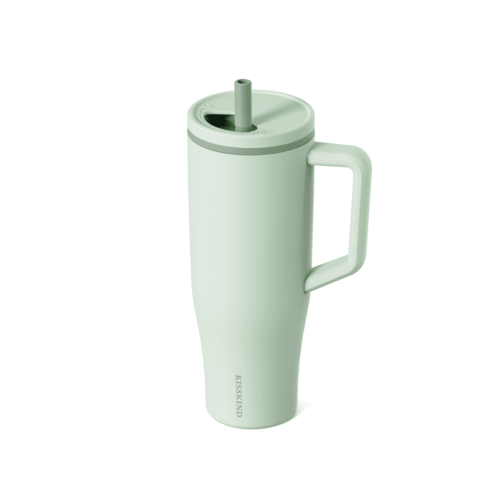 Kcpolre 40 oz Tumbler with Handle and Straw Lid, 100% Leakproof Stainless Steel Vacuum Insulated Cup Travel Coffee Mug Water Bottle, Car Cup Holder Friendly, Rubber Base, Gifts for Women Men (Tea)