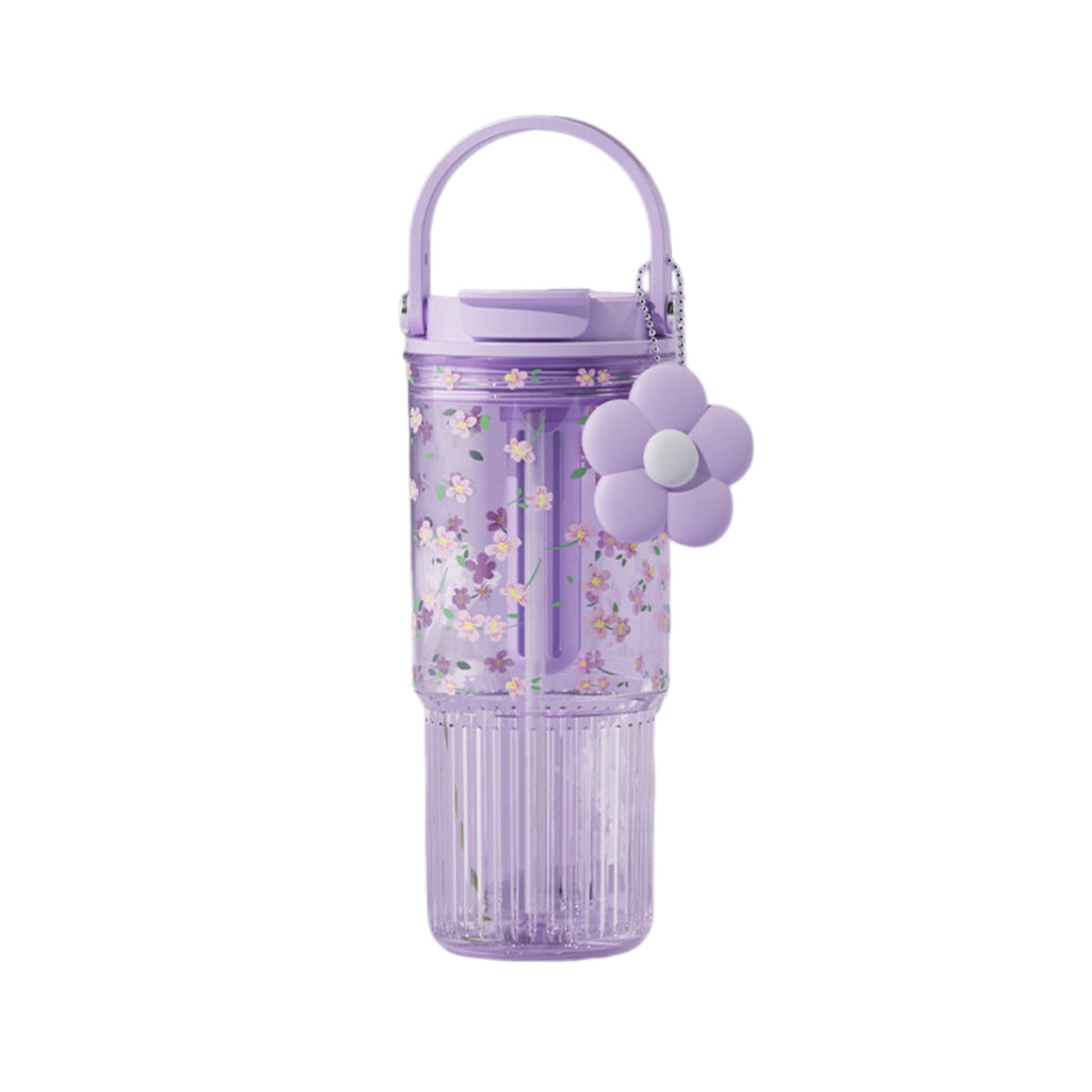 Large Capacity Insulated Tumbler Dual Drink Straw Sip Lid Handle Leakproof Cup