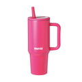 MAVIÉ 40oz Tumbler With Handle & Built-In Flip Straw, Double Insulated Stainless Steel Water Bottle With Leakproof Clear Lid, Scratch Resistant, Reusable Cup Holder Friendly Travel Coffee Mug (Pink)