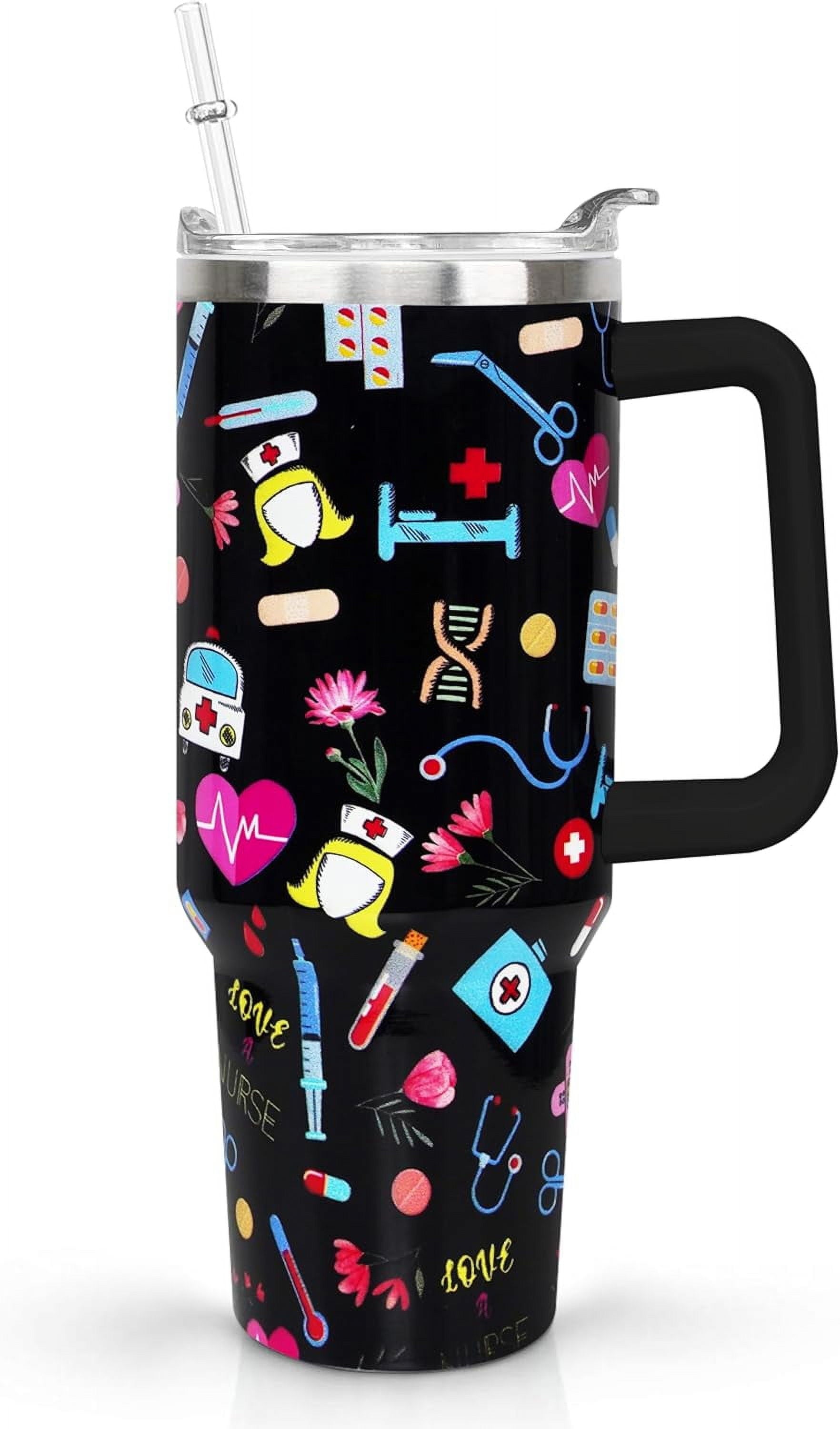 40oz Goth Gothic Tumbler with Handle and Straw, Stainless Steel Vacuum Insulated Flip Straw Butterfly Moon Tumbler, Spill Proof Travel Mug, Witch Decor Gifts for Women - Tumbler