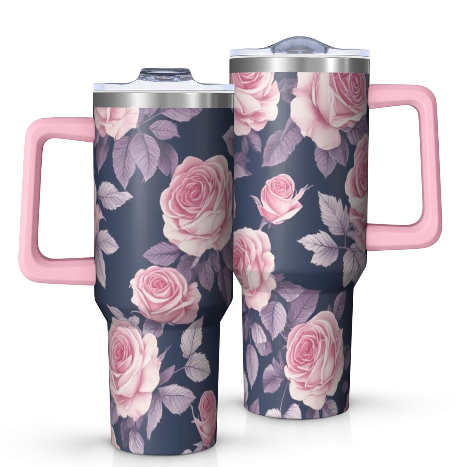 OBREWU Pioneer Flower Tumbler with Handle and Lid,Pioneer Flower 40oz Double Wall Vacuum Insulated Tumbler,Cups Gift for Women and Men
