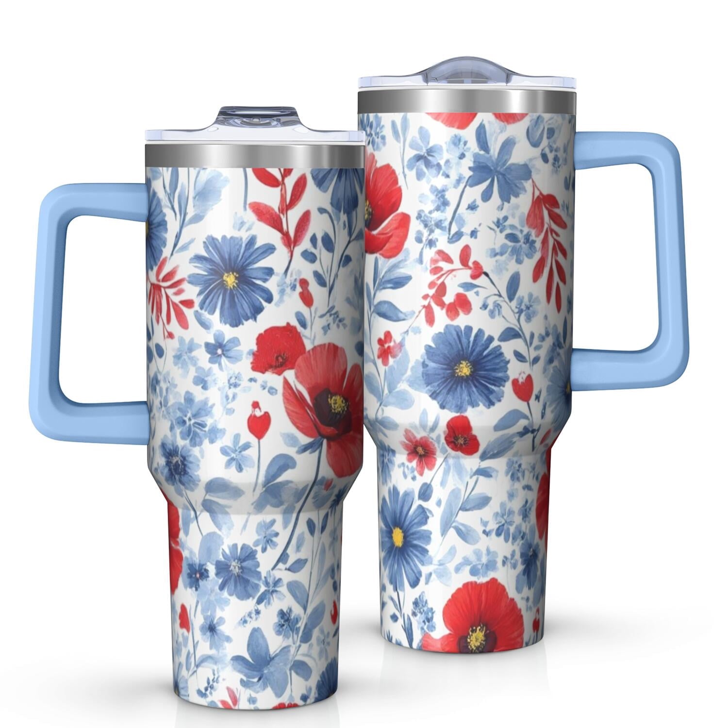 OBREWU Pioneer Flower Tumbler with Handle and Lid,Pioneer Flower 40oz Double Wall Vacuum Insulated Tumbler,Cups Gift for Women and Men - Insulated Tumbler