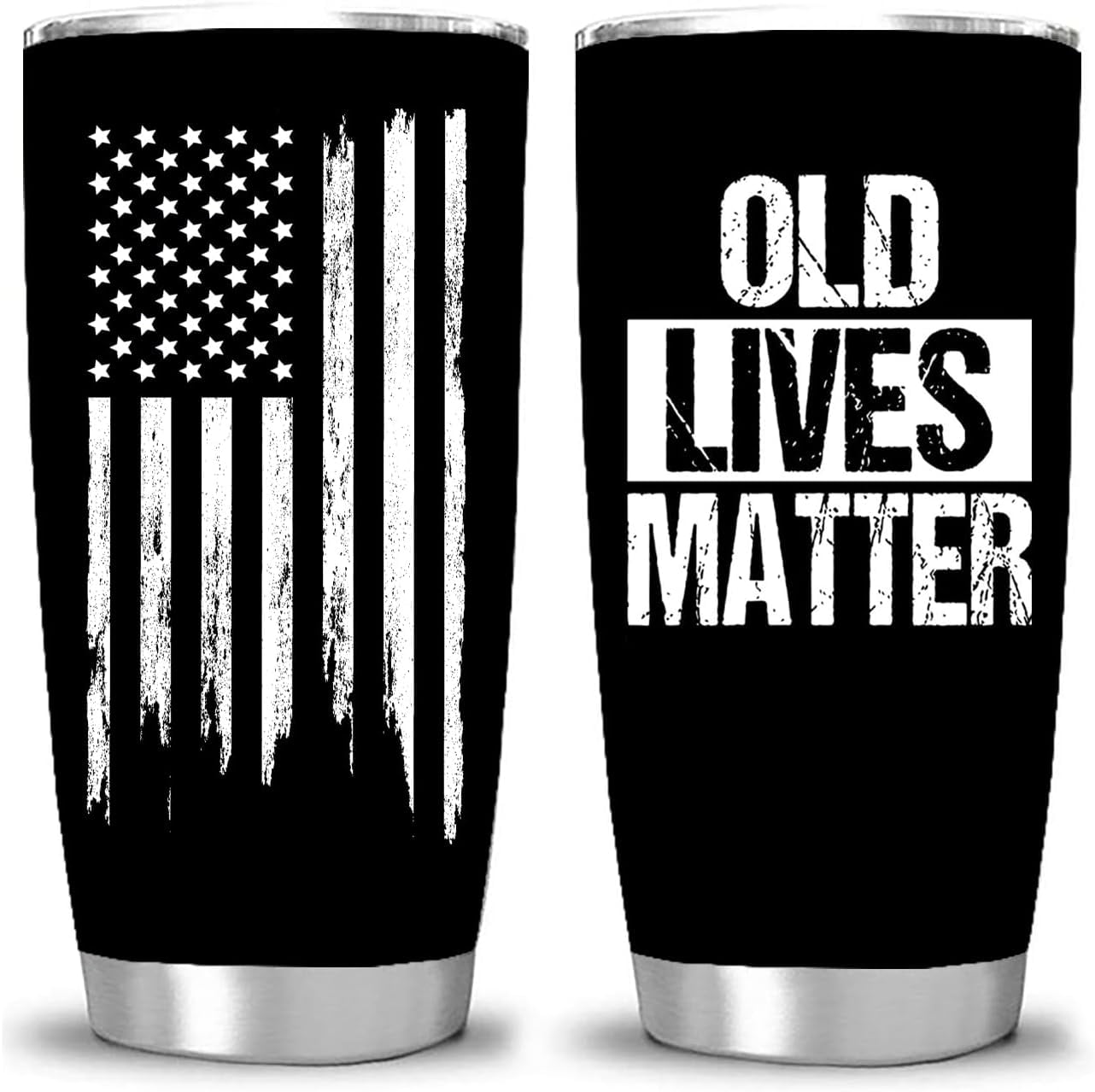 Old Lives Matter Tumbler for Dad Grandpa Men, Stainless Steel Coffee Mug for Birthday Retirement Gifts 20 OZ