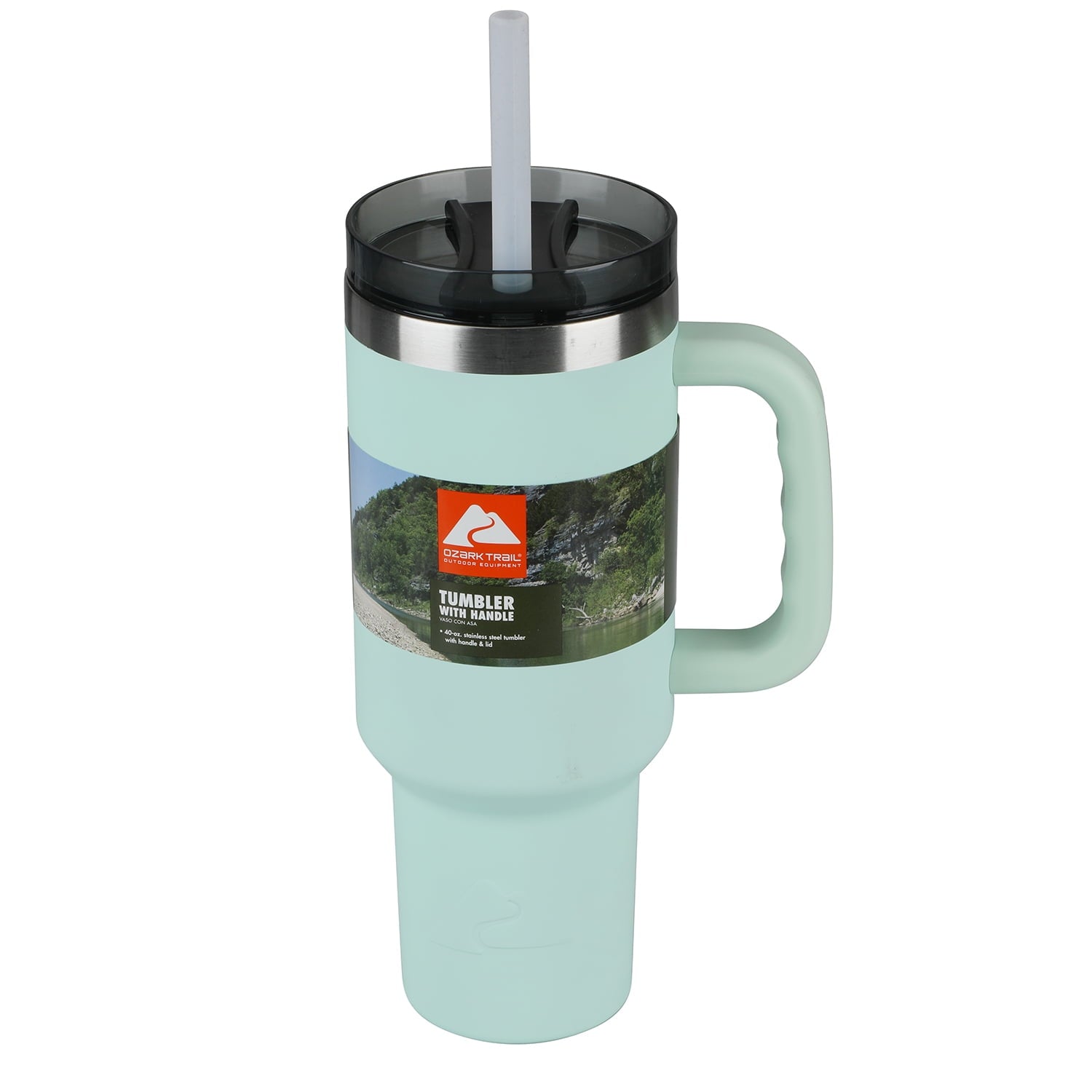 (6 pack) Ozark Trail 40 oz Stainless Steel Insulated Tumbler with Handle, Black - Insulated Tumbler