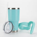 Ozizo 30oz Cup with Handle - 30 Ounce Tumbler with Handle - Tumbler with Straw 30 oz - Insulated Hot and Cold - Cyan Blue Insulated Tumbler - Toddler Insulated Cup - Insulated Straw Cup
