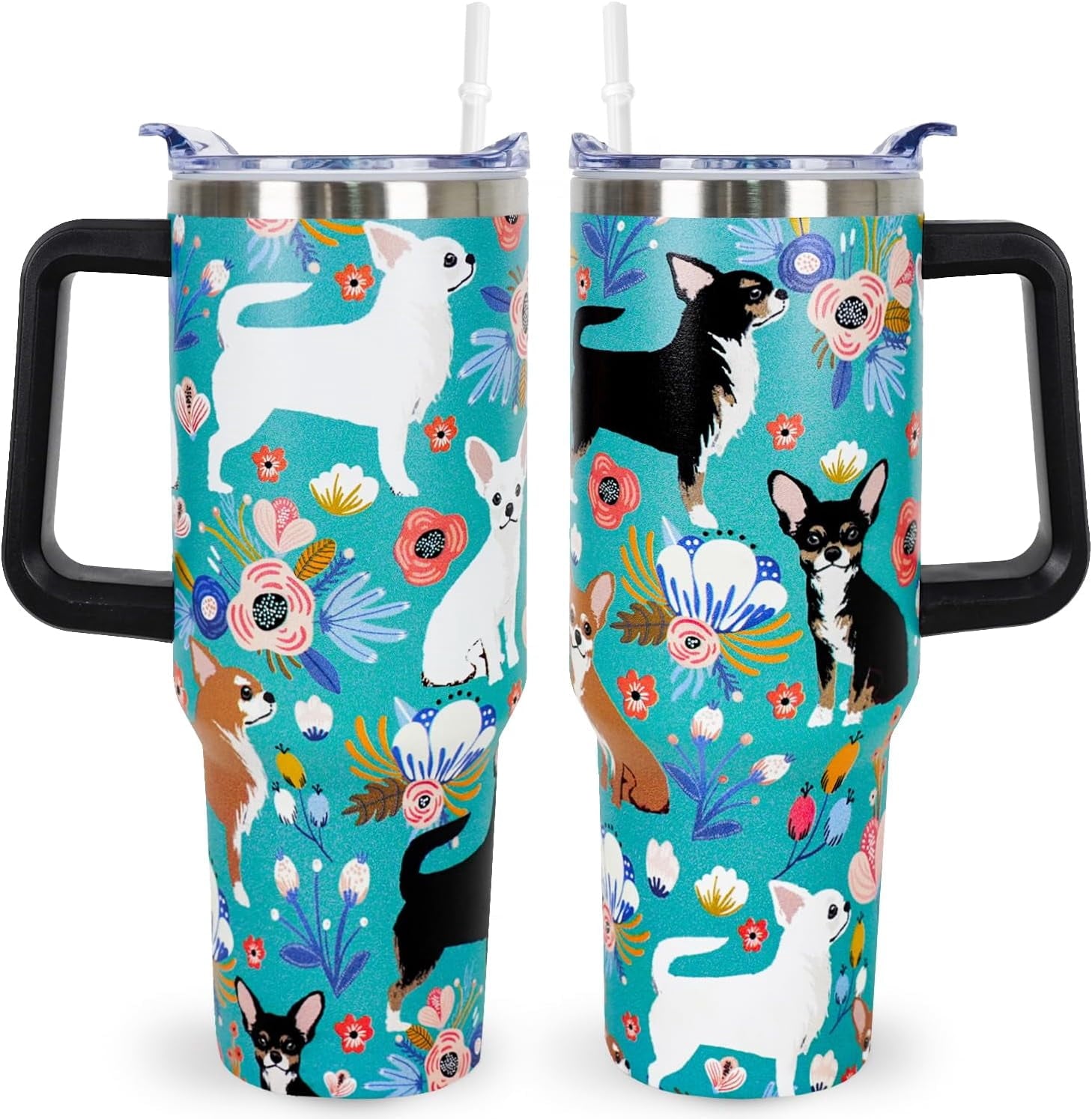 Pitbull Gifts Dog Tumbler Cup for Women Men 40oz Stainless Steel Insulated Travel Mug with Lid and Straw - Tumbler