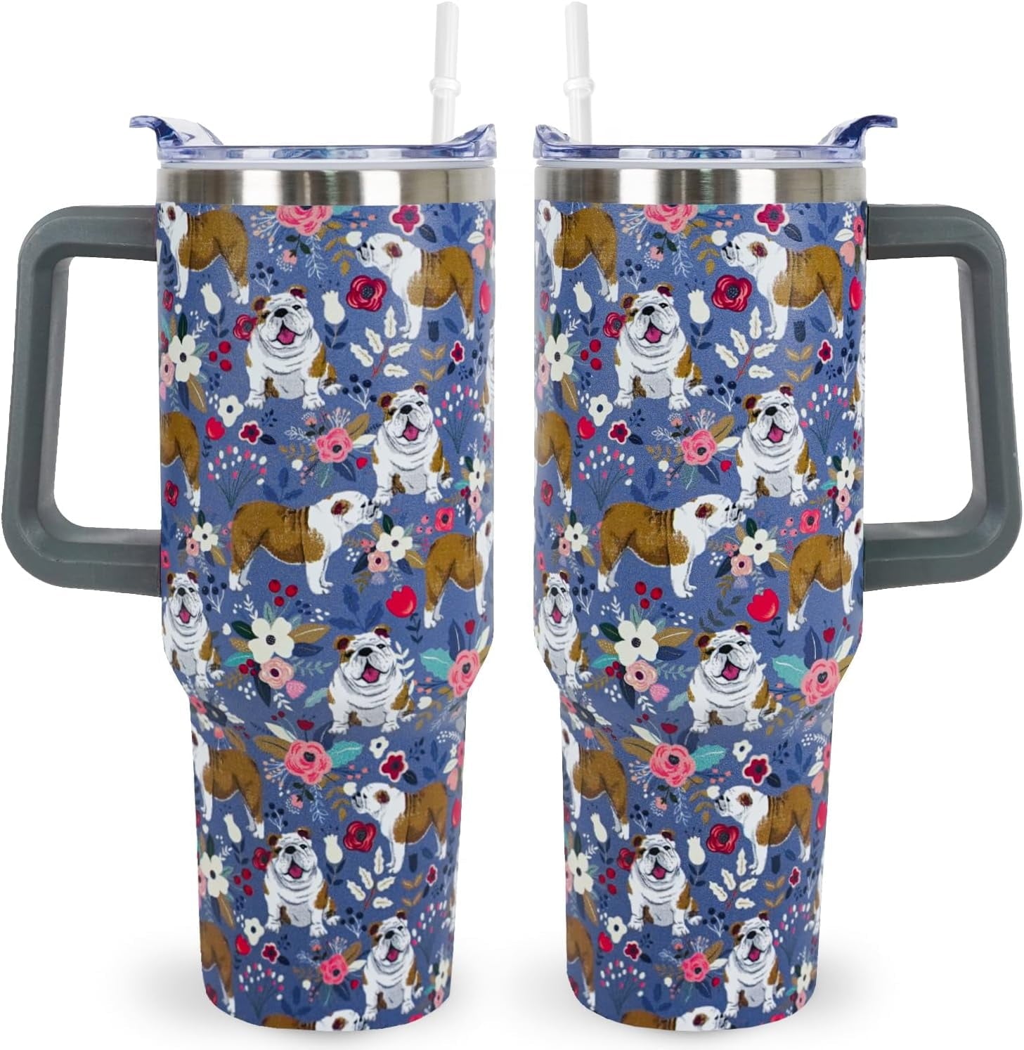 Pitbull Gifts Dog Tumbler Cup for Women Men 40oz Stainless Steel Insulated Travel Mug with Lid and Straw - Tumbler
