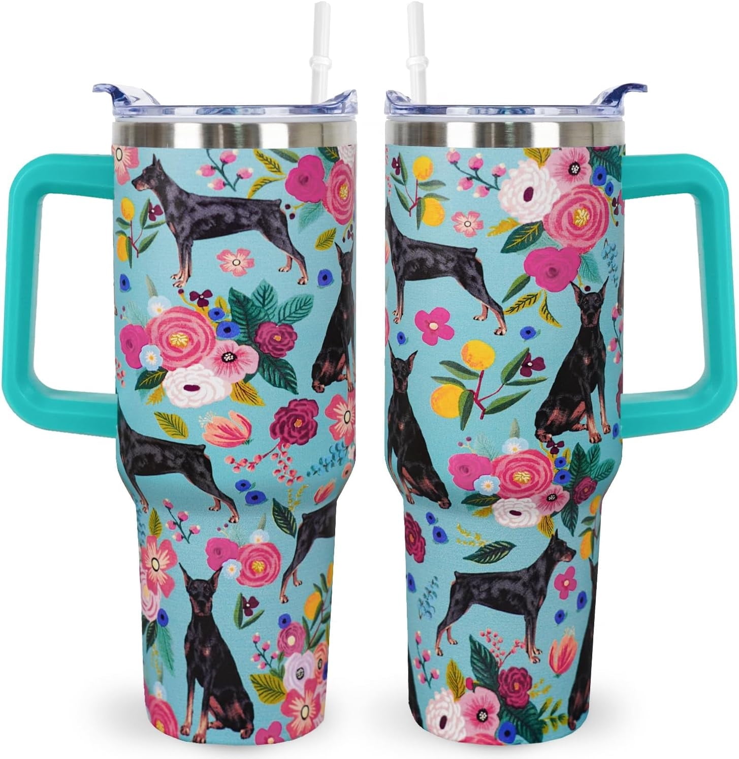Pitbull Gifts Dog Tumbler Cup for Women Men 40oz Stainless Steel Insulated Travel Mug with Lid and Straw - Tumbler