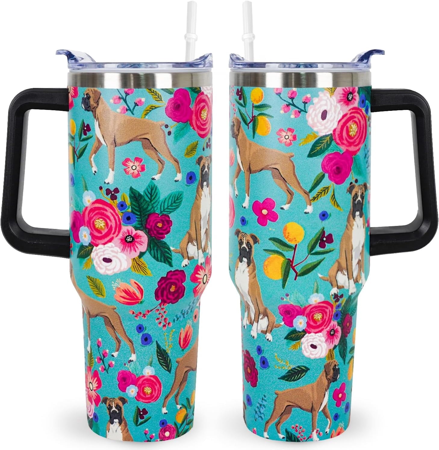 Pitbull Gifts Dog Tumbler Cup for Women Men 40oz Stainless Steel Insulated Travel Mug with Lid and Straw - Tumbler
