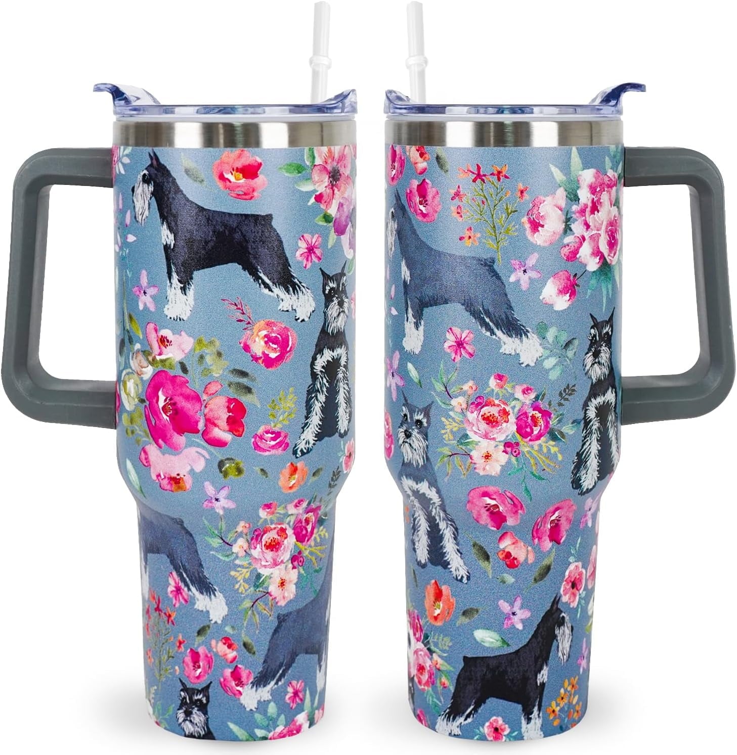 Pitbull Gifts Dog Tumbler Cup for Women Men 40oz Stainless Steel Insulated Travel Mug with Lid and Straw - Tumbler