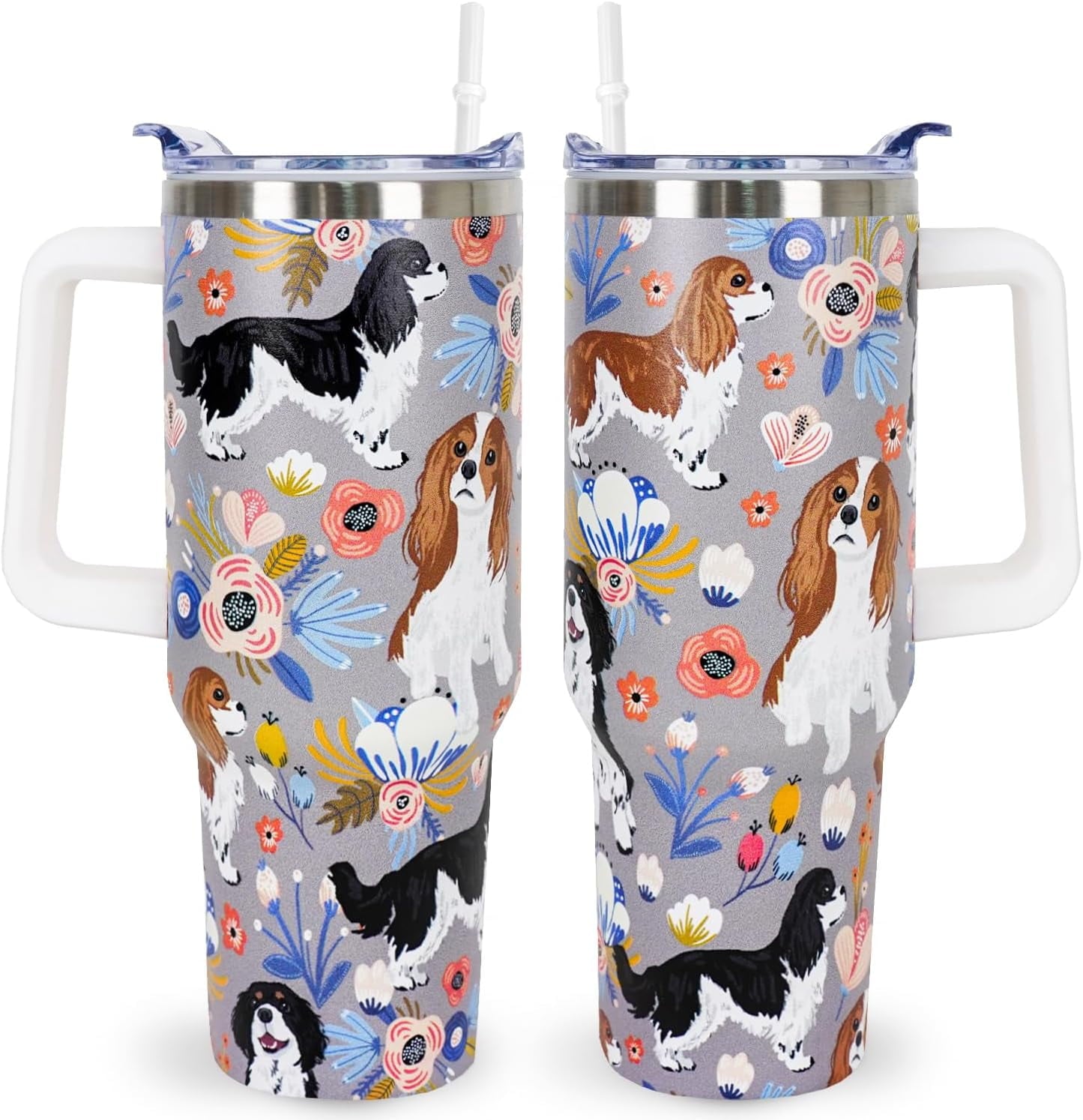 Pitbull Gifts Dog Tumbler Cup for Women Men 40oz Stainless Steel Insulated Travel Mug with Lid and Straw - Tumbler