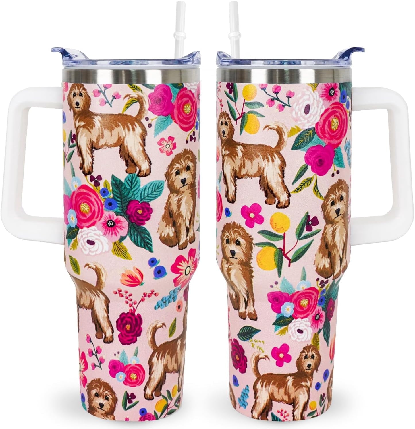 Pitbull Gifts Dog Tumbler Cup for Women Men 40oz Stainless Steel Insulated Travel Mug with Lid and Straw - Tumbler