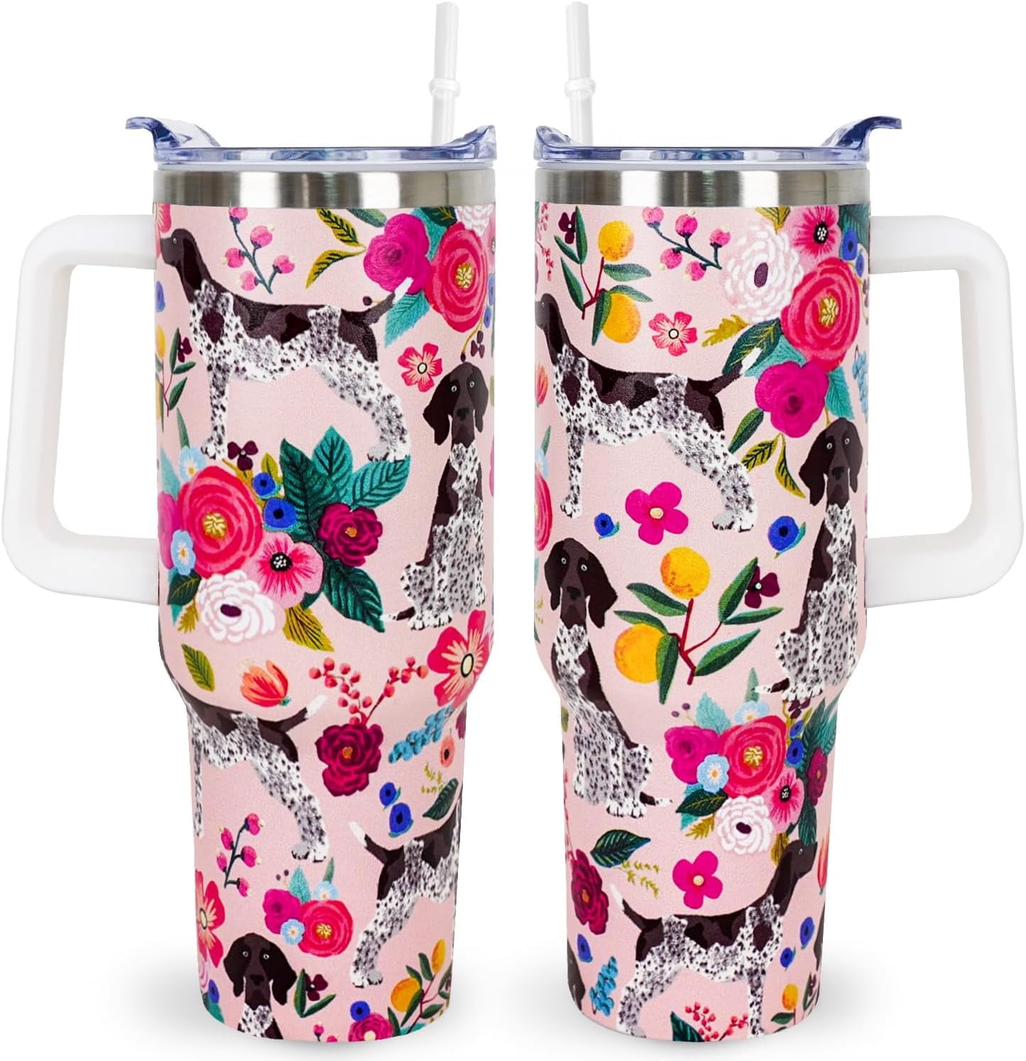 Pitbull Gifts Dog Tumbler Cup for Women Men 40oz Stainless Steel Insulated Travel Mug with Lid and Straw - Tumbler