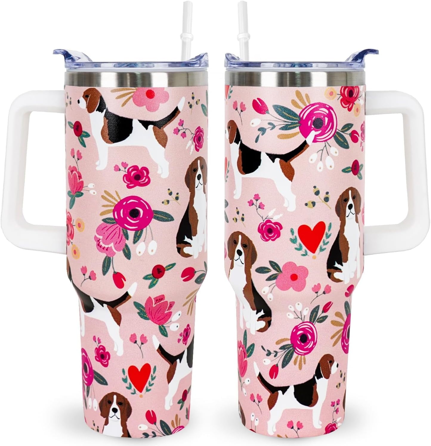 Pitbull Gifts Dog Tumbler Cup for Women Men 40oz Stainless Steel Insulated Travel Mug with Lid and Straw - Insulated Tumbler