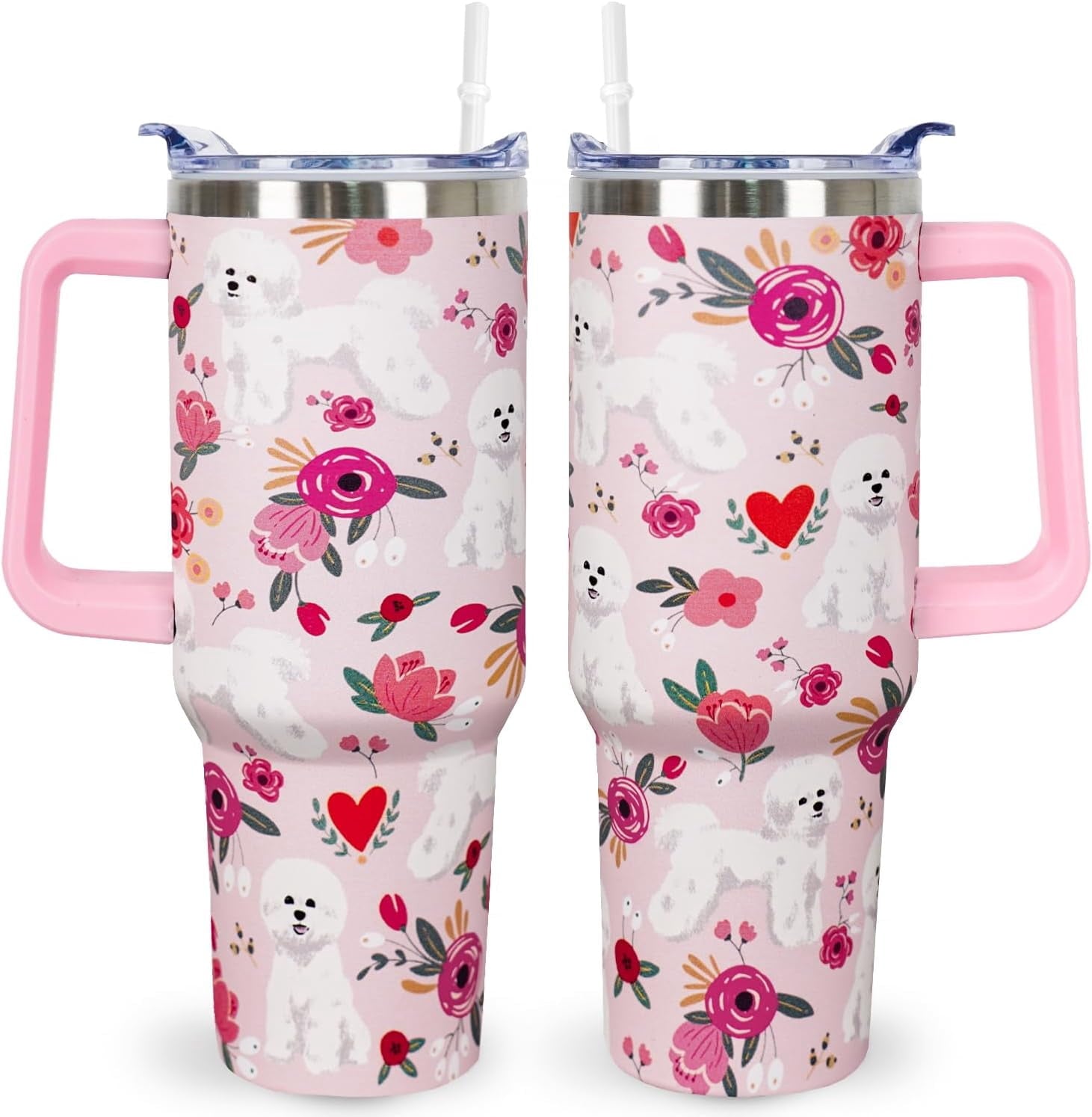 Pitbull Gifts Dog Tumbler Cup for Women Men 40oz Stainless Steel Insulated Travel Mug with Lid and Straw - Insulated Tumbler
