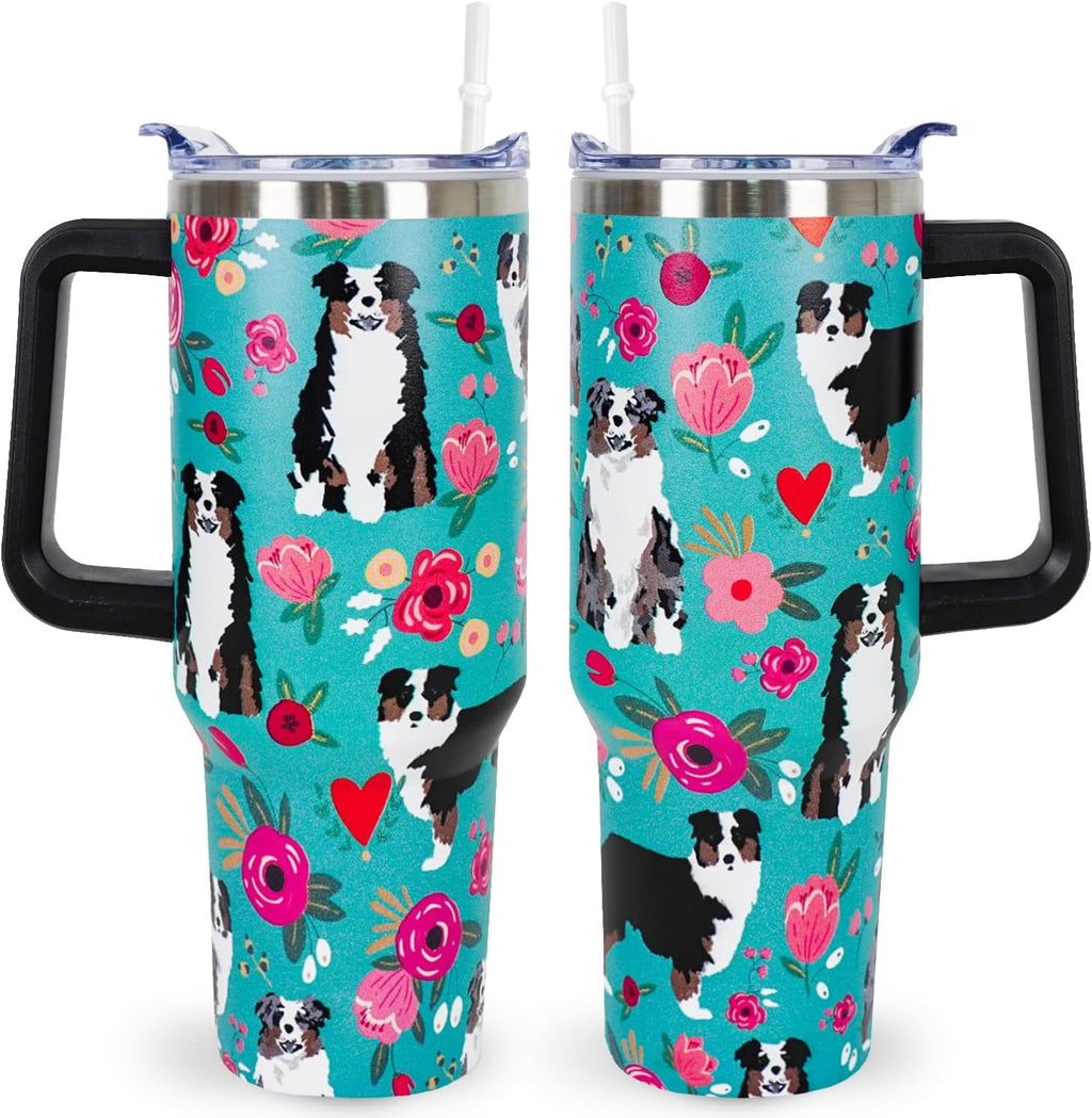 Pitbull Gifts Dog Tumbler Cup for Women Men 40oz Stainless Steel Insulated Travel Mug with Lid and Straw - Insulated Tumbler