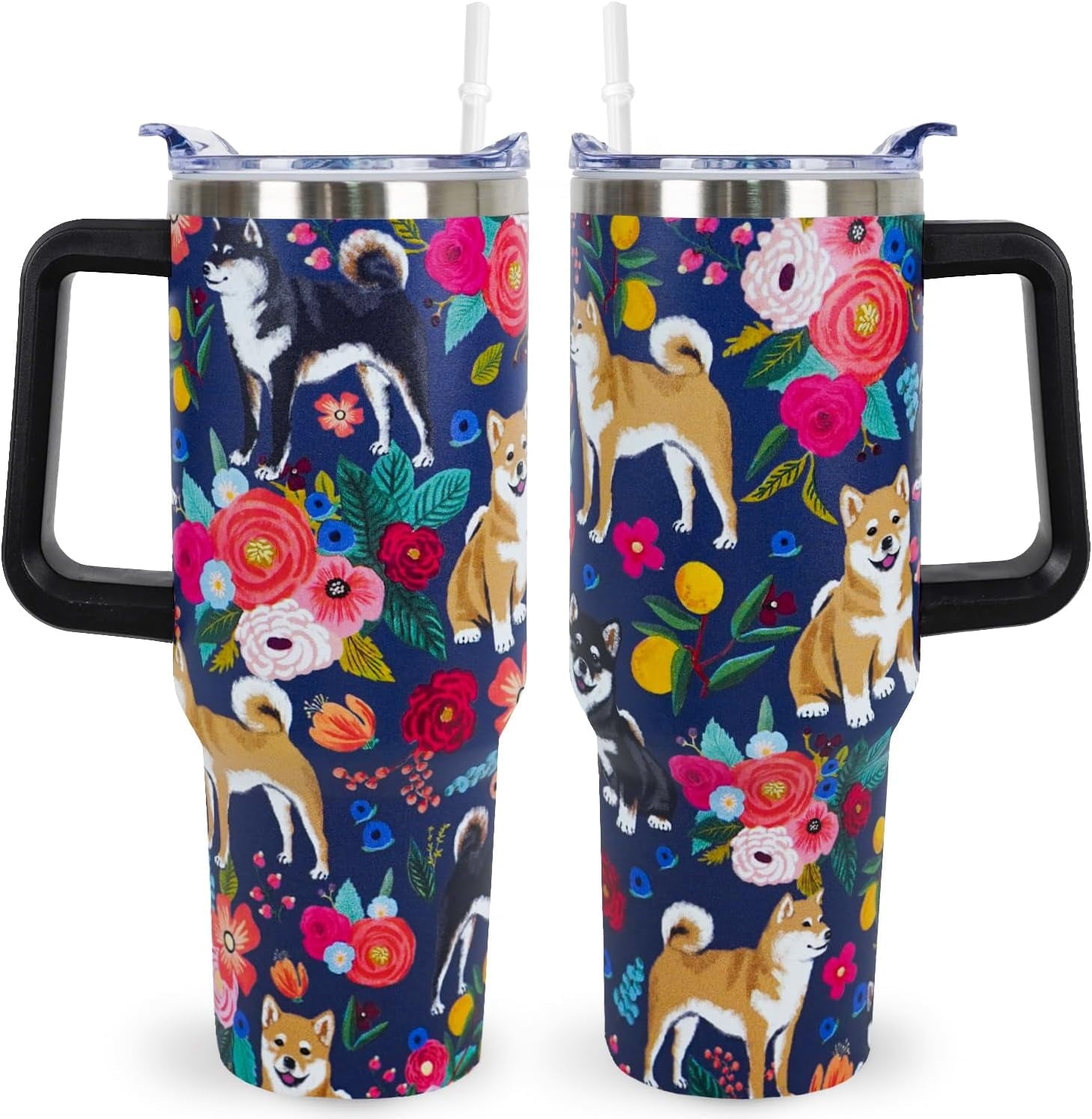 Pitbull Gifts Dog Tumbler Cup for Women Men 40oz Stainless Steel Insulated Travel Mug with Lid and Straw - Insulated Tumbler