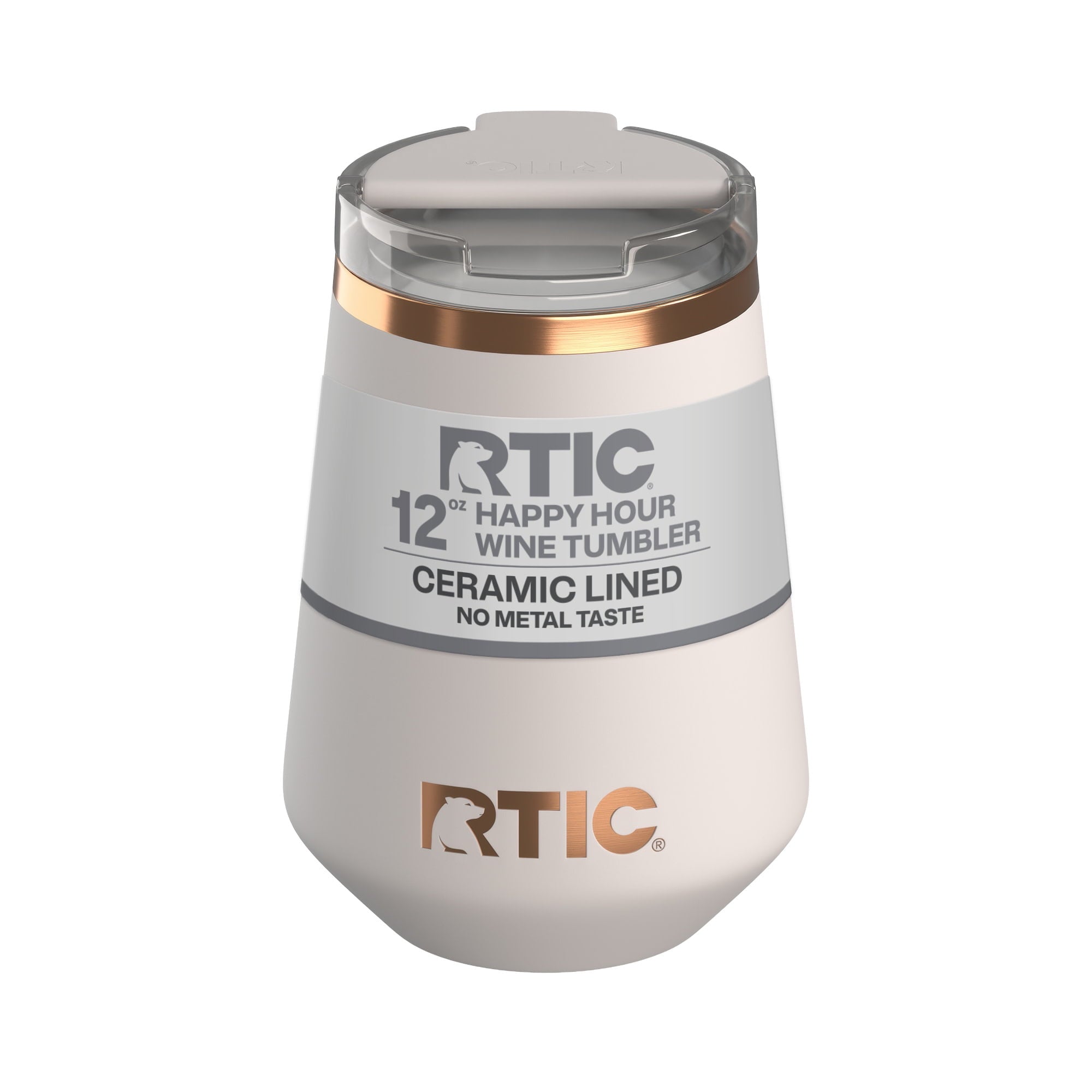 RTIC 12 oz Ceramic Lined Insulated Happy Hour Wine Tumbler, Leak Resistant Lid, Soft-Touch Exterior, Light Black - Insulated Tumbler