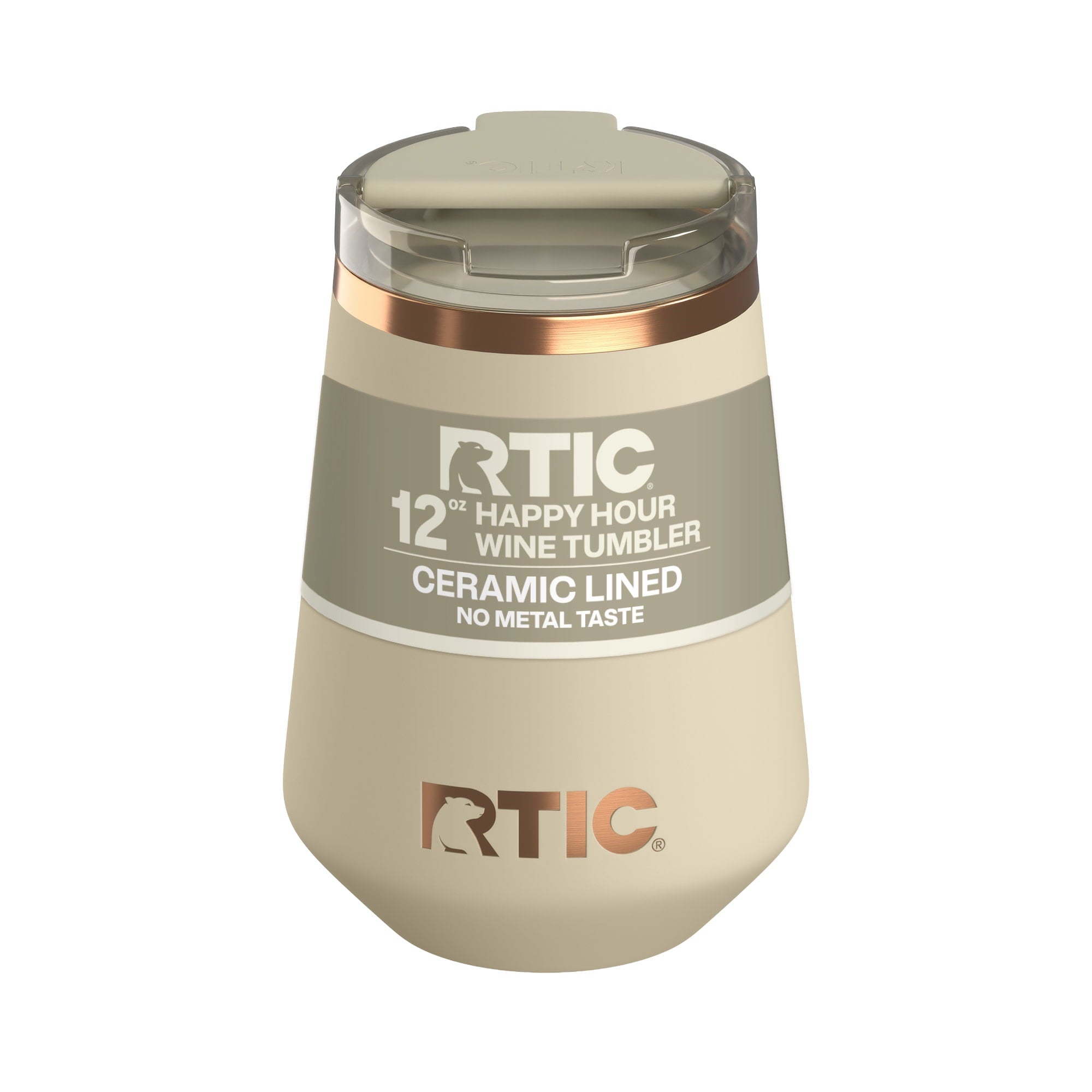 RTIC 12 oz Ceramic Lined Insulated Happy Hour Wine Tumbler, Leak Resistant Lid, Soft-Touch Exterior, Light Black - Insulated Tumbler