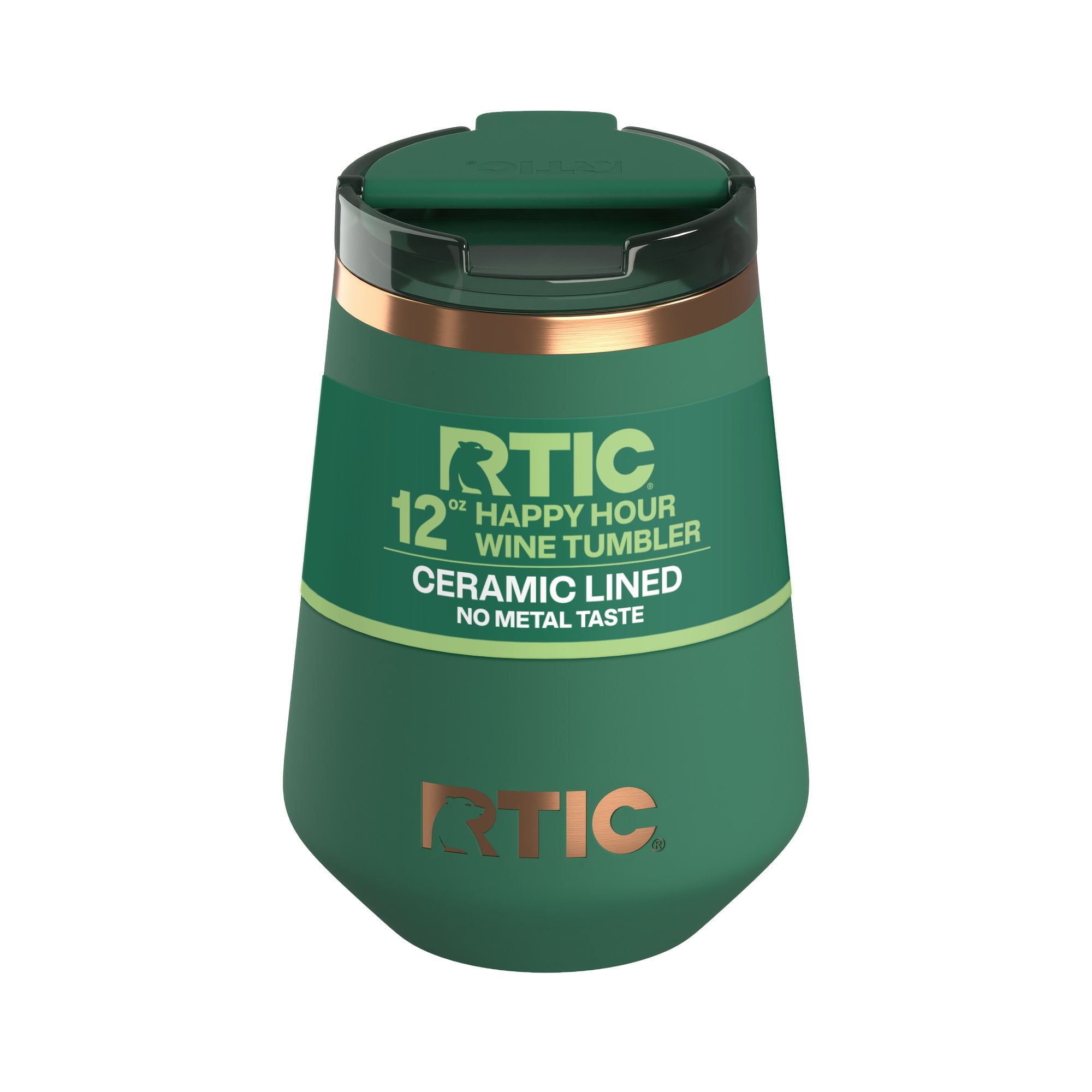 RTIC 12 oz Ceramic Lined Insulated Happy Hour Wine Tumbler, Leak Resistant Lid, Soft-Touch Exterior, Light Black - Insulated Tumbler