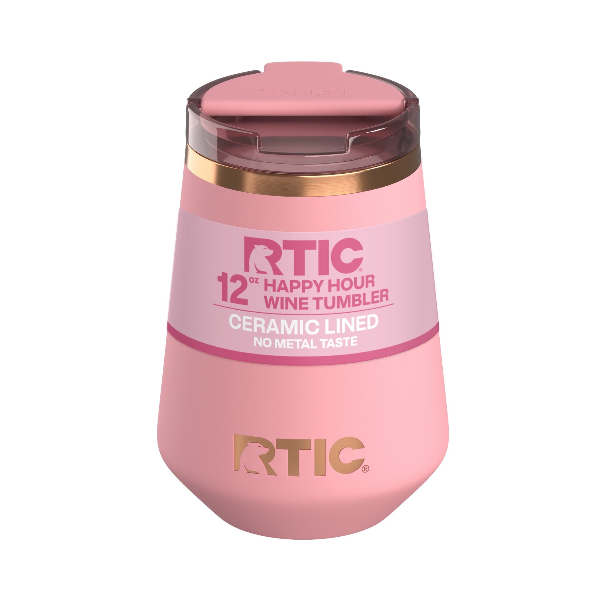 RTIC 12 oz Ceramic Lined Insulated Happy Hour Wine Tumbler, Leak Resistant Lid, Soft-Touch Exterior, Light Black - Insulated Tumbler