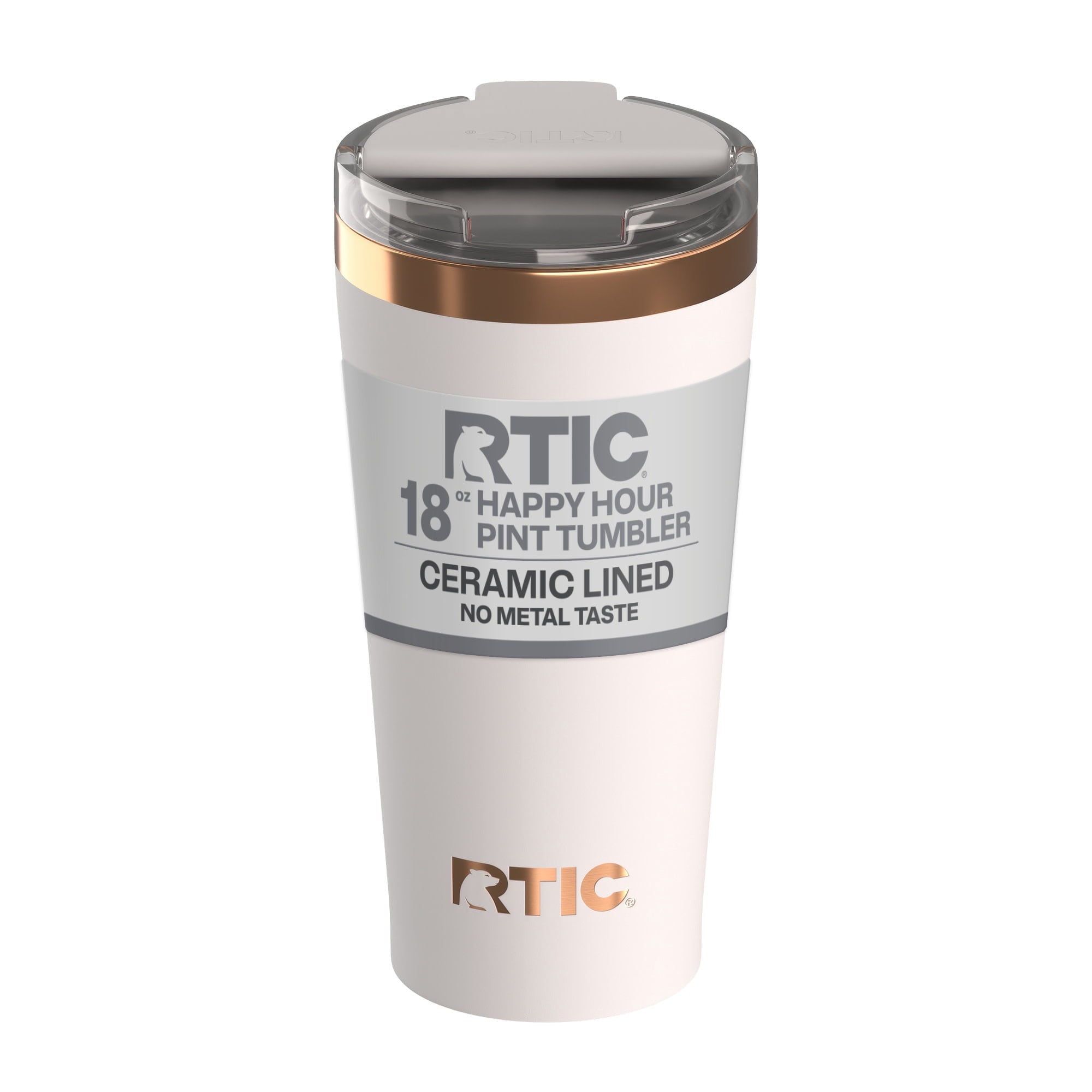 RTIC 18 oz Ceramic Lined Insulated Happy Hour Pint Tumbler, Leak Resistant Lid, Soft-Touch Exterior, Dark Midnight Dust - Tumbler