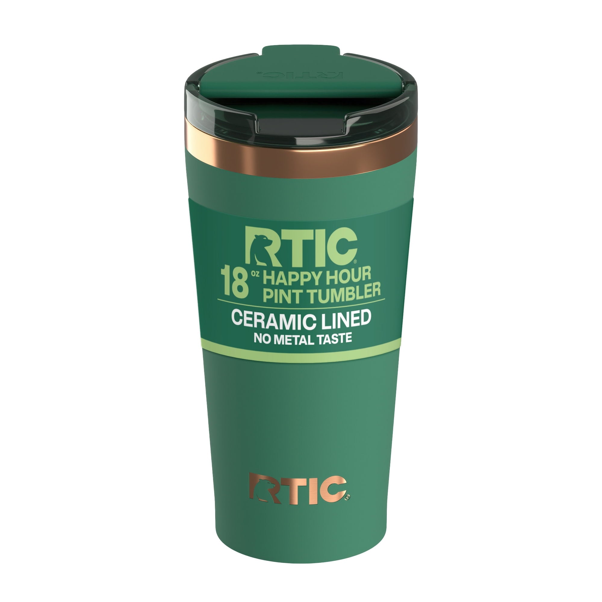 RTIC 18 oz Ceramic Lined Insulated Happy Hour Pint Tumbler, Leak Resistant Lid, Soft-Touch Exterior, Dark Midnight Dust - Tumbler