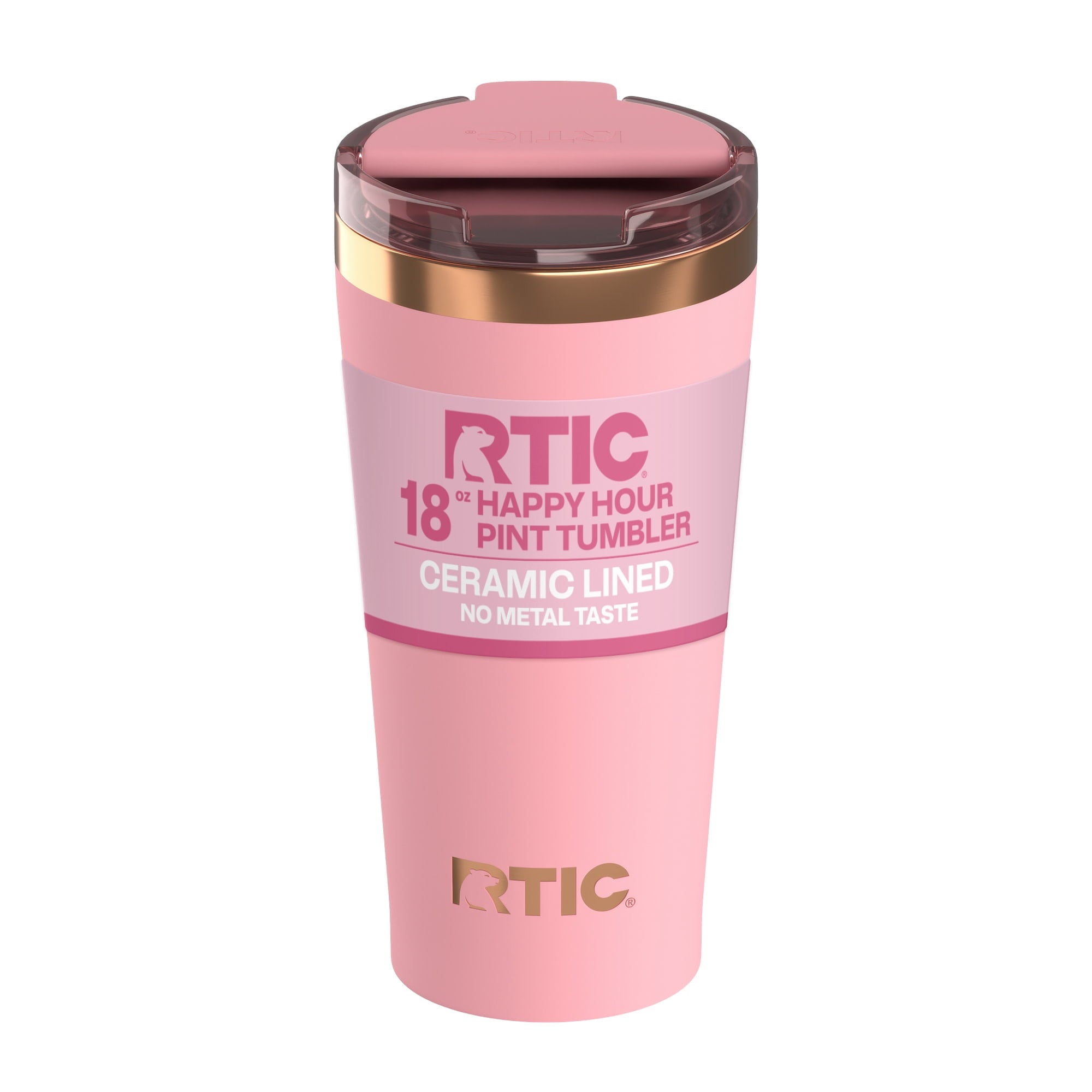 RTIC 18 oz Ceramic Lined Insulated Happy Hour Pint Tumbler, Leak Resistant Lid, Soft-Touch Exterior, Dark Midnight Dust - Insulated Tumbler