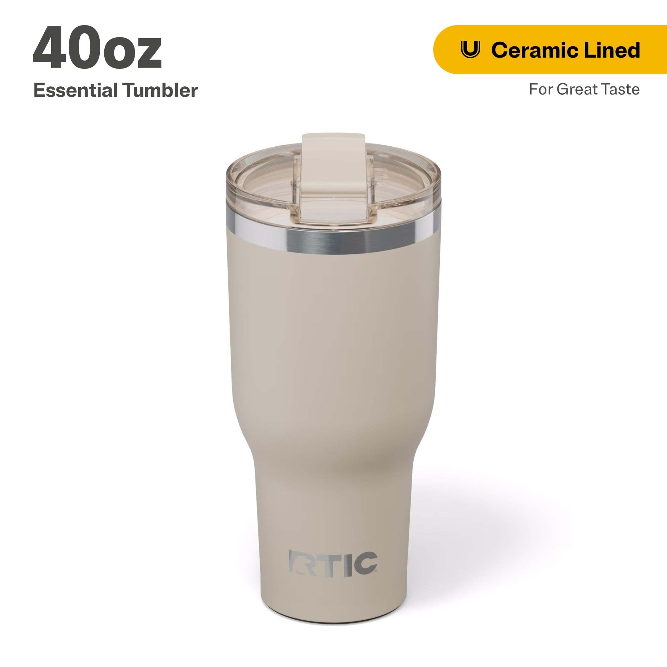 RTIC 40 oz Ceramic Lined Insulated Essential Tumbler, Leak-Resistant Lid, White - Insulated Tumbler