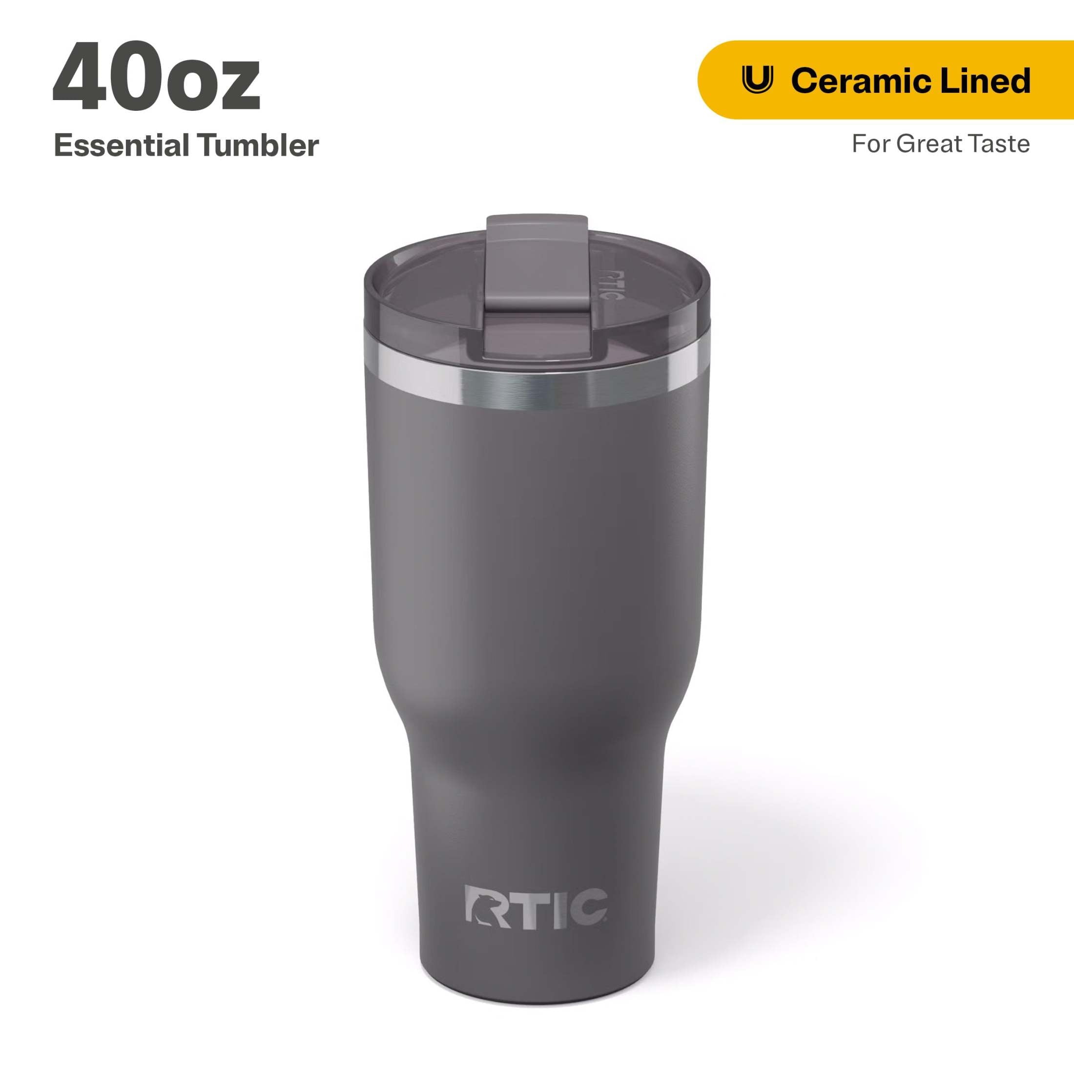 RTIC 40 oz Ceramic Lined Insulated Essential Tumbler, Leak-Resistant Lid, White - Insulated Tumbler