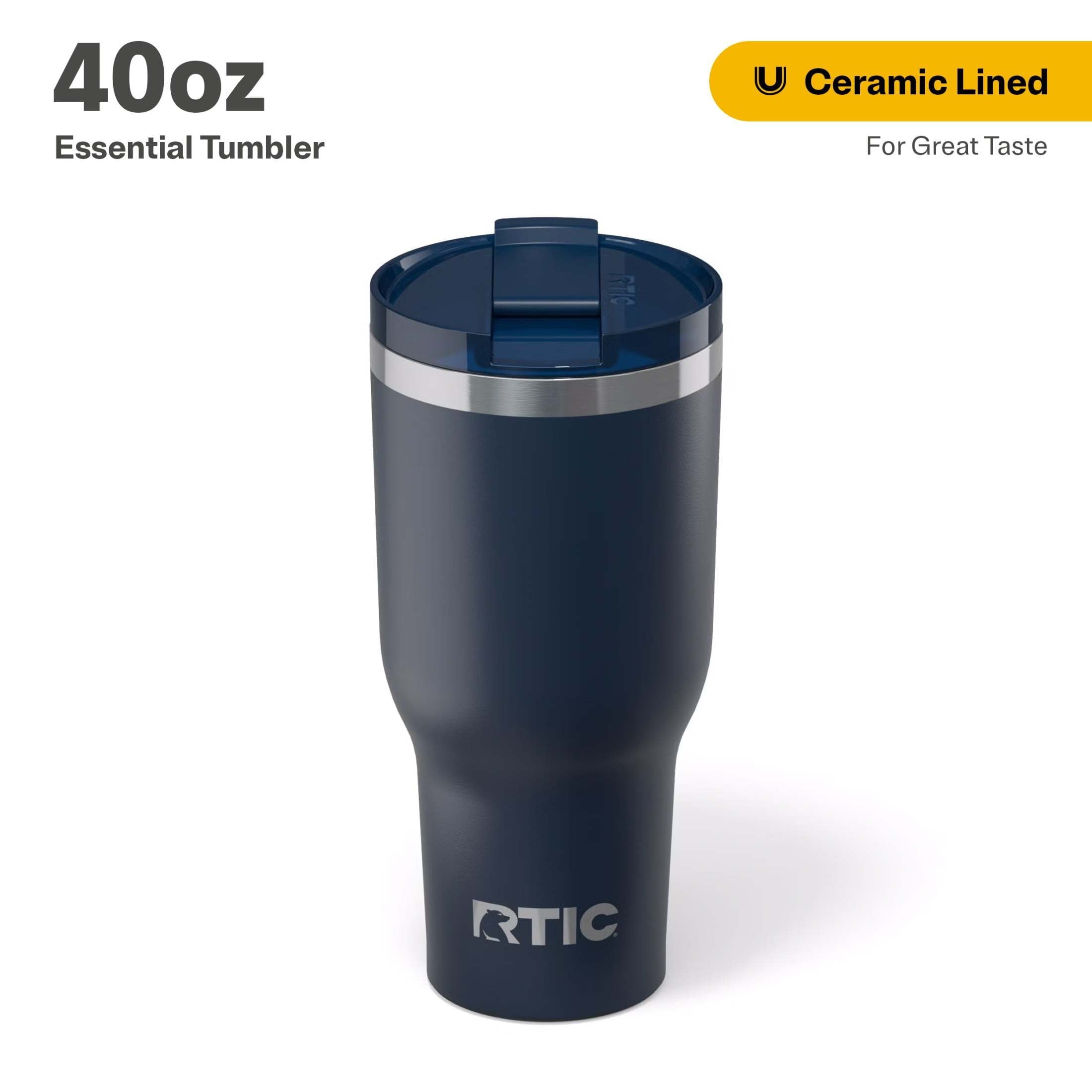 RTIC 40 oz Ceramic Lined Insulated Essential Tumbler, Leak-Resistant Lid, White - Insulated Tumbler