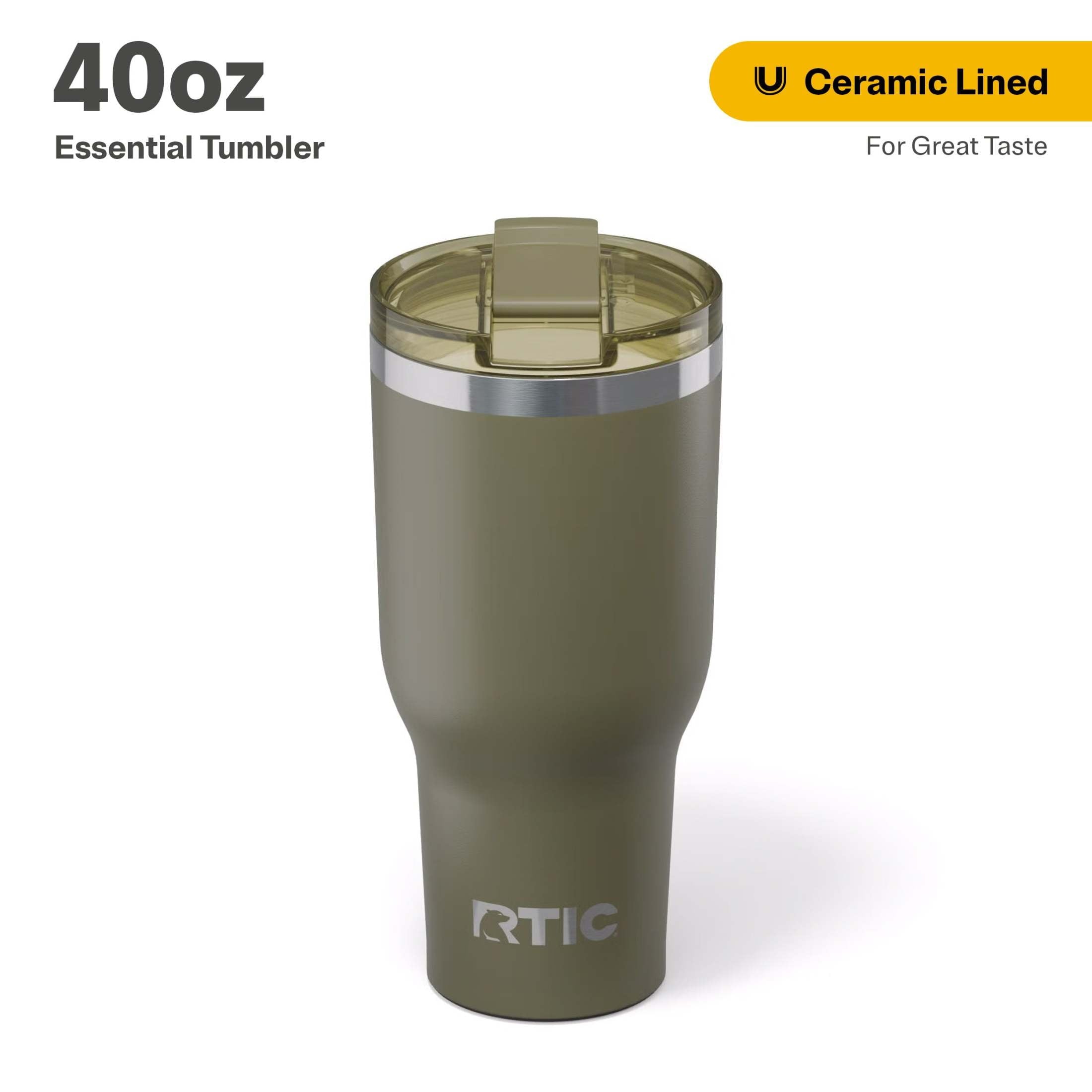 RTIC 40 oz Ceramic Lined Insulated Essential Tumbler, Leak-Resistant Lid, White - Insulated Tumbler