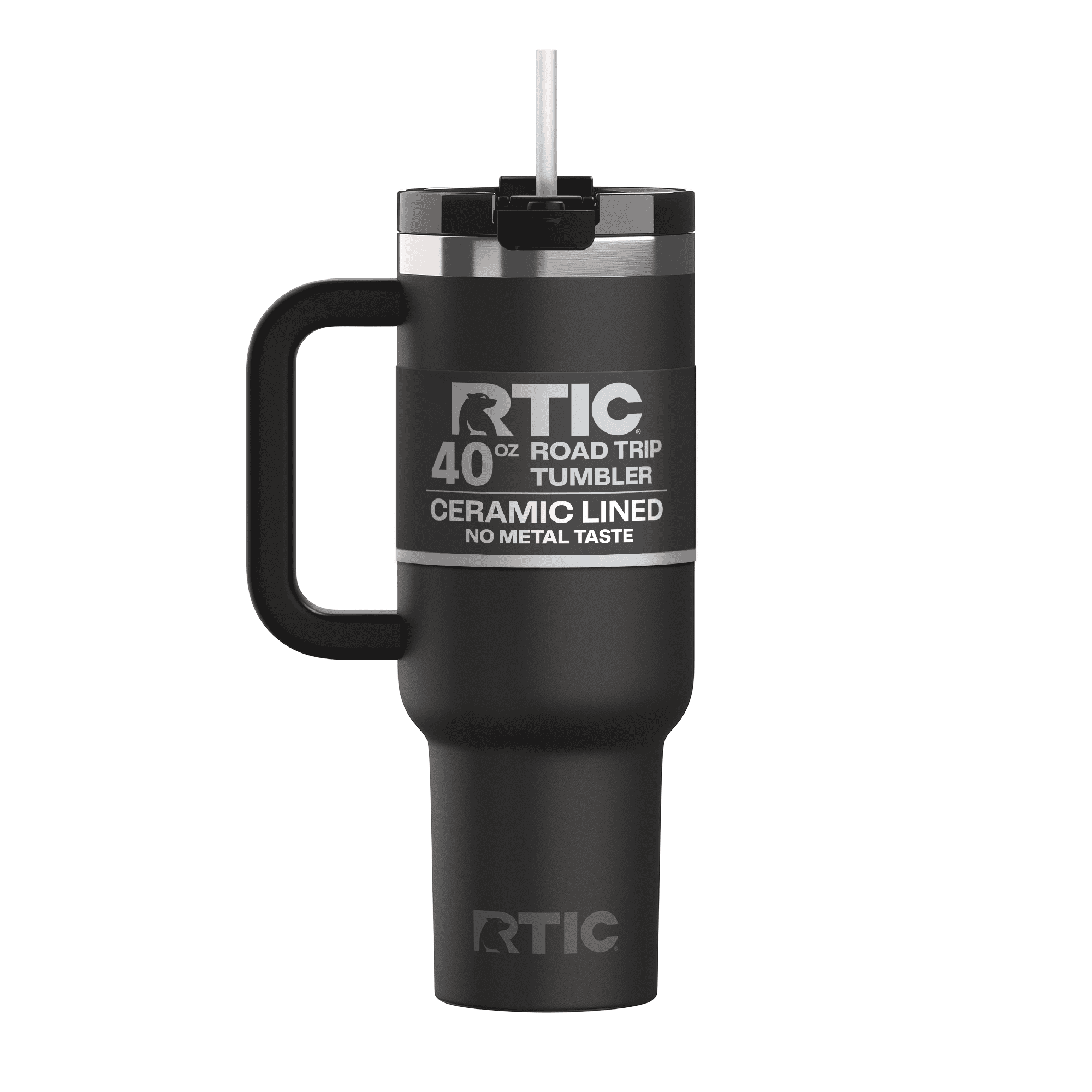 RTIC 40 oz Ceramic Lined Road Trip Tumbler with Handle and Leak-Resistant Straw Lid, Beach