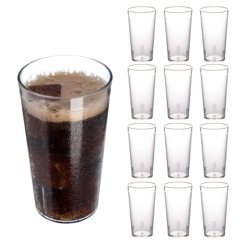 RUseeN 12 Piece Unbreakable Plastic Tumblers Drinkware, BPA-Free, Reusable Plastic Drinking Glasses for Home & Outdoors - Stackable, Lead-Free & Dishwasher Safe,16oz - Tumbler