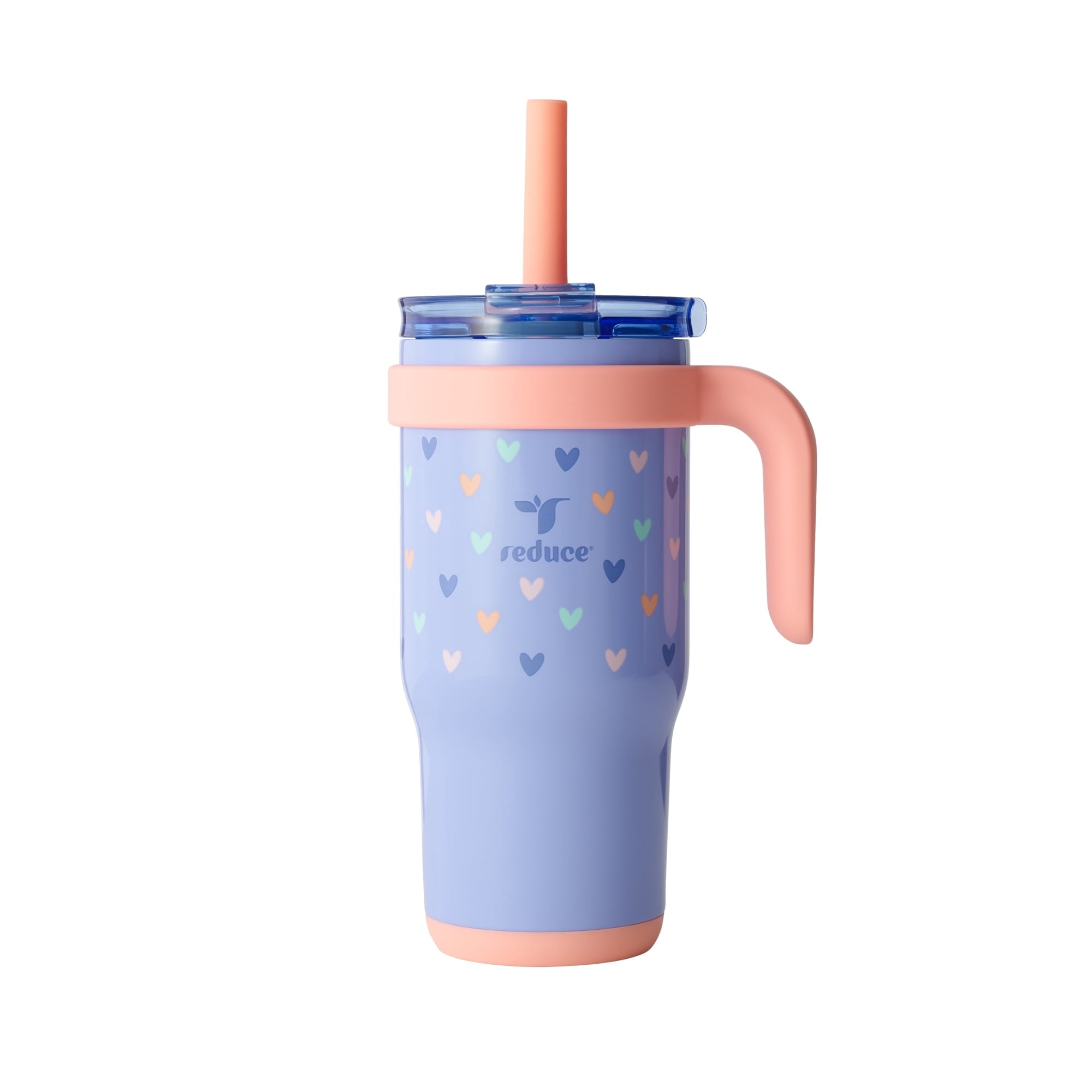 Reduce Coldee Kids Insulated Tumbler with Straw, 18oz Stainless Steel Spill-Proof Cup with Handle, Smiles - Insulated Tumbler
