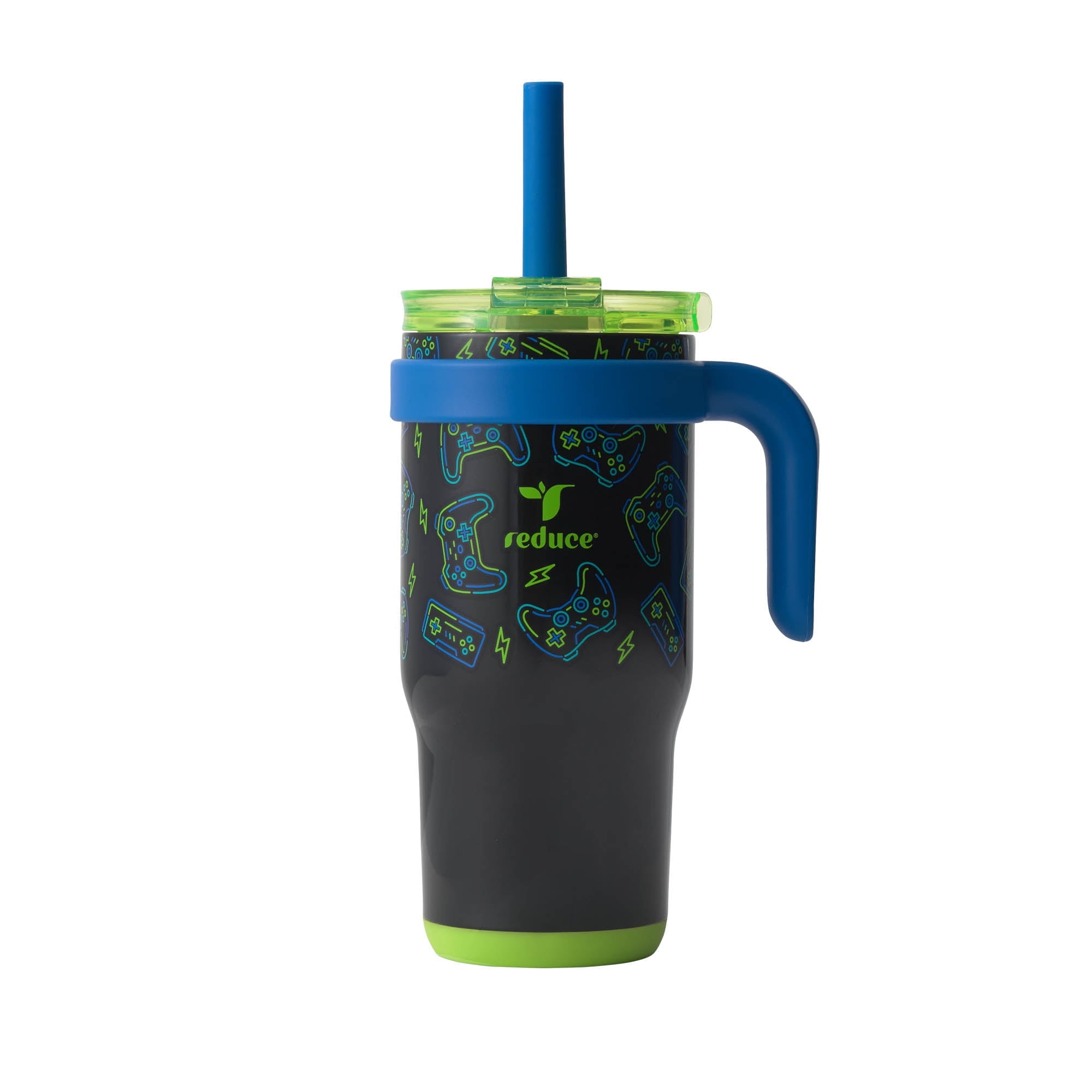 Reduce Coldee Kids Insulated Tumbler with Straw, 18oz Stainless Steel Spill-Proof Cup with Handle, Smiles - Insulated Tumbler