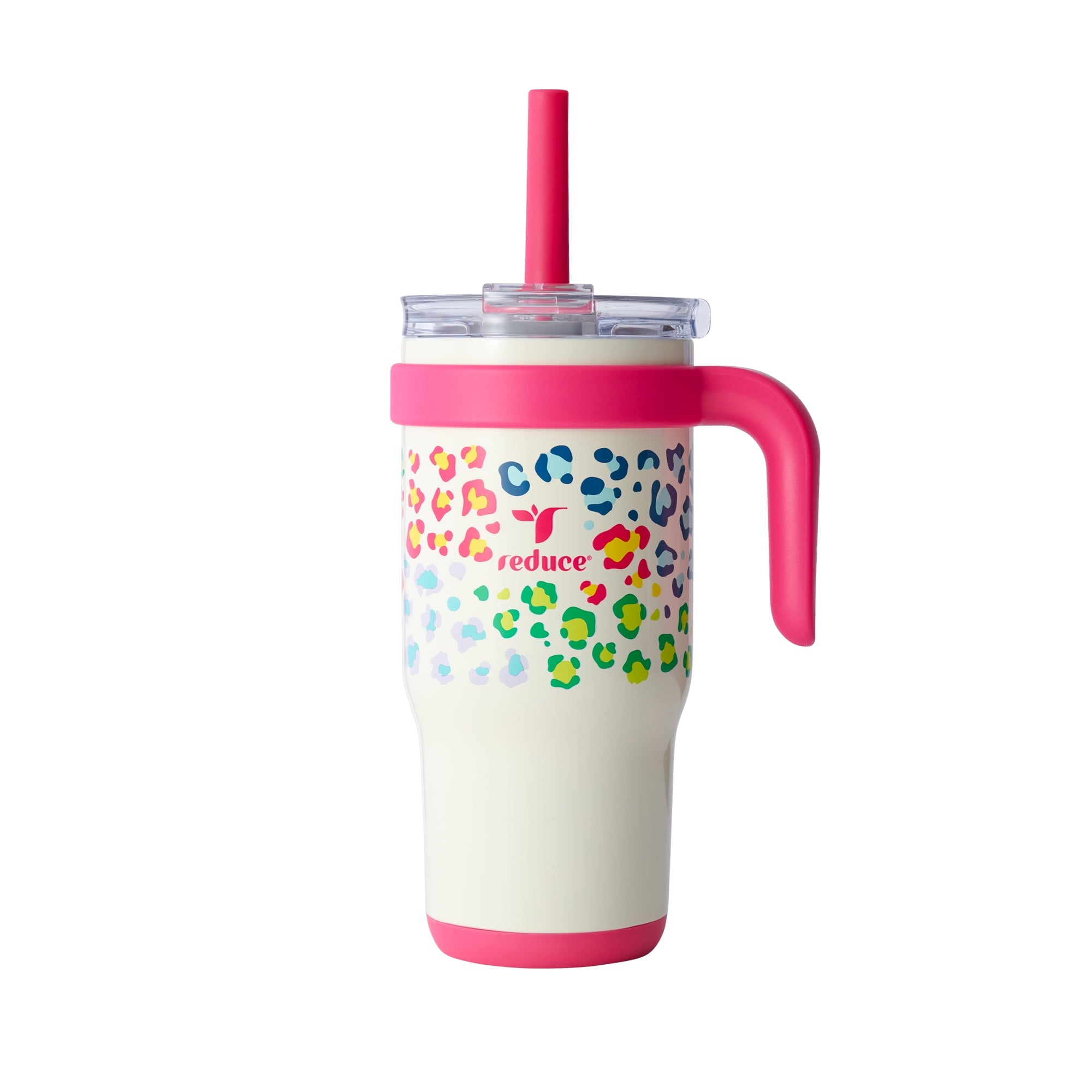 Reduce Coldee Kids Insulated Tumbler with Straw, 18oz Stainless Steel Spill-Proof Cup with Handle, Smiles - Insulated Tumbler