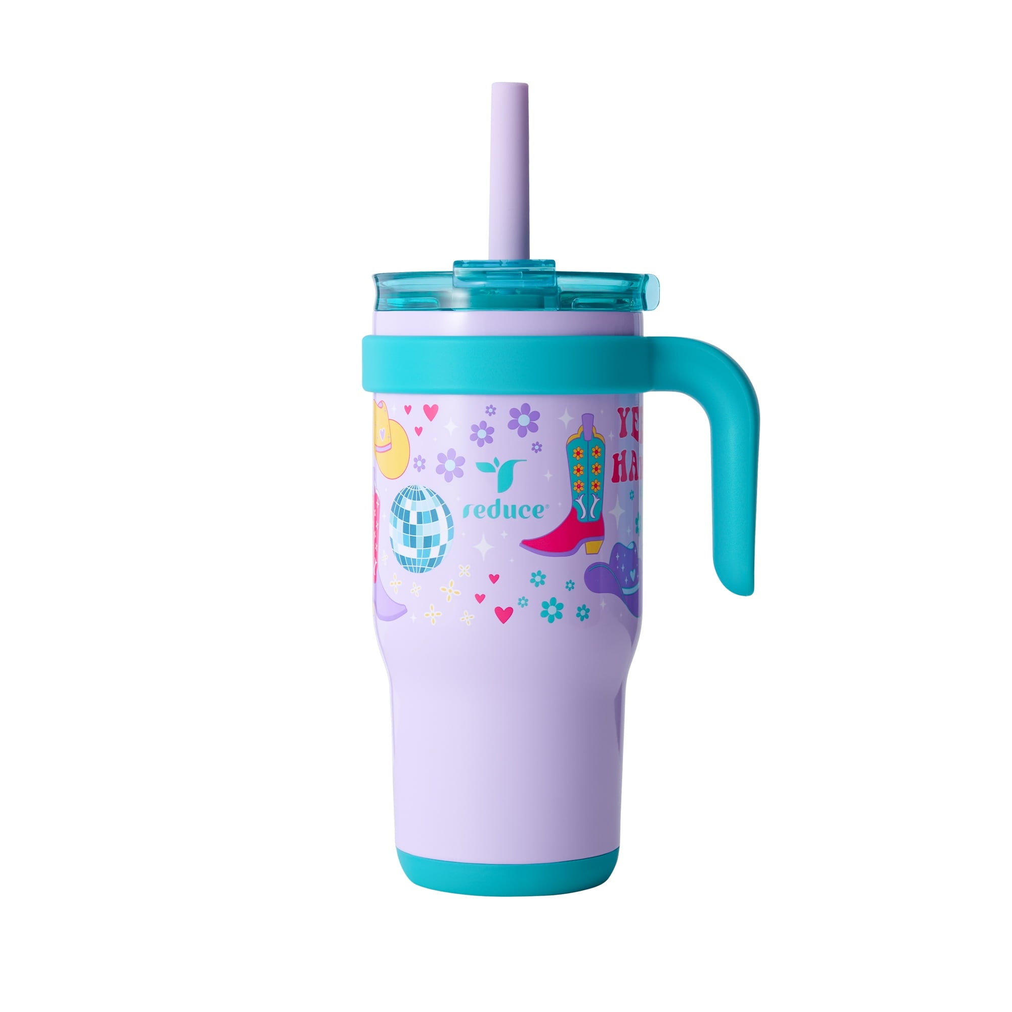 Reduce Coldee Kids Insulated Tumbler with Straw, 18oz Stainless Steel Spill-Proof Cup with Handle, Smiles - Insulated Tumbler
